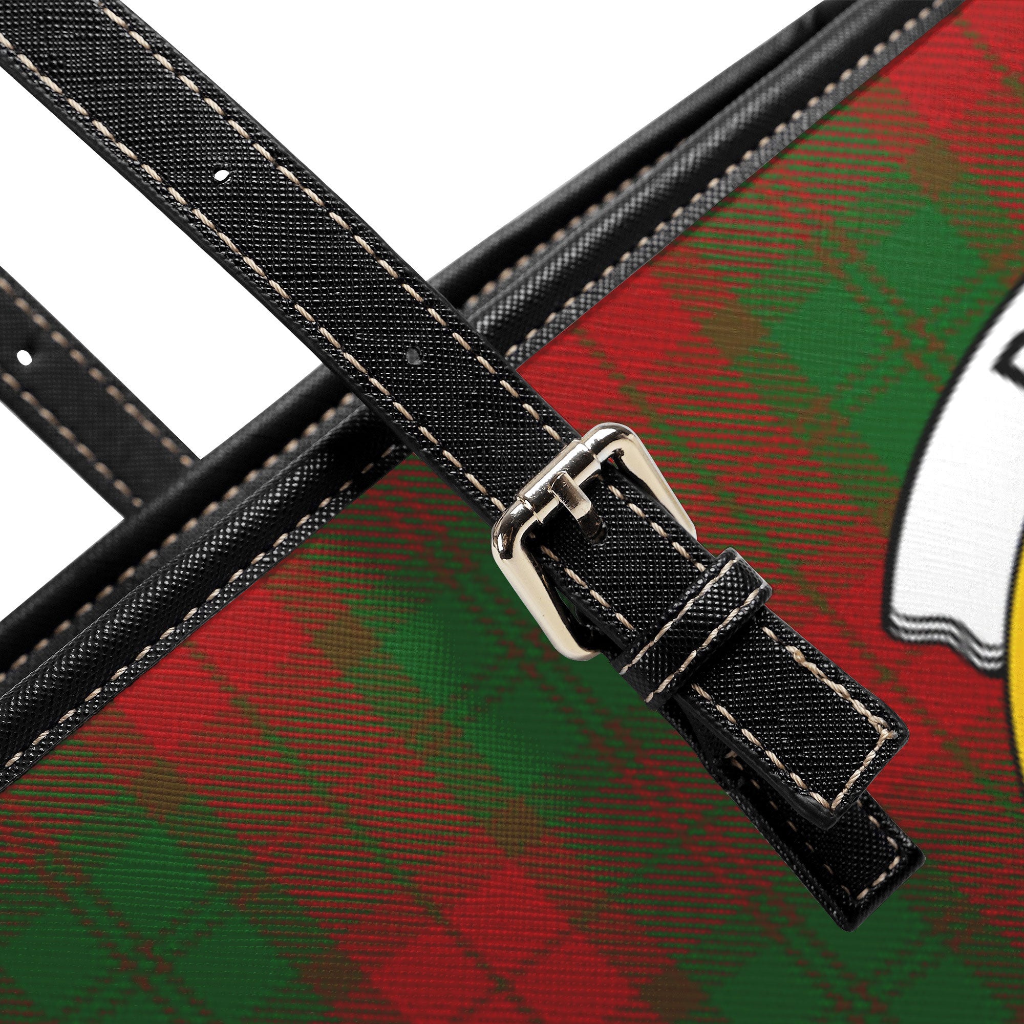 Dewar Clan Tartan Crest Leather Tote Bag