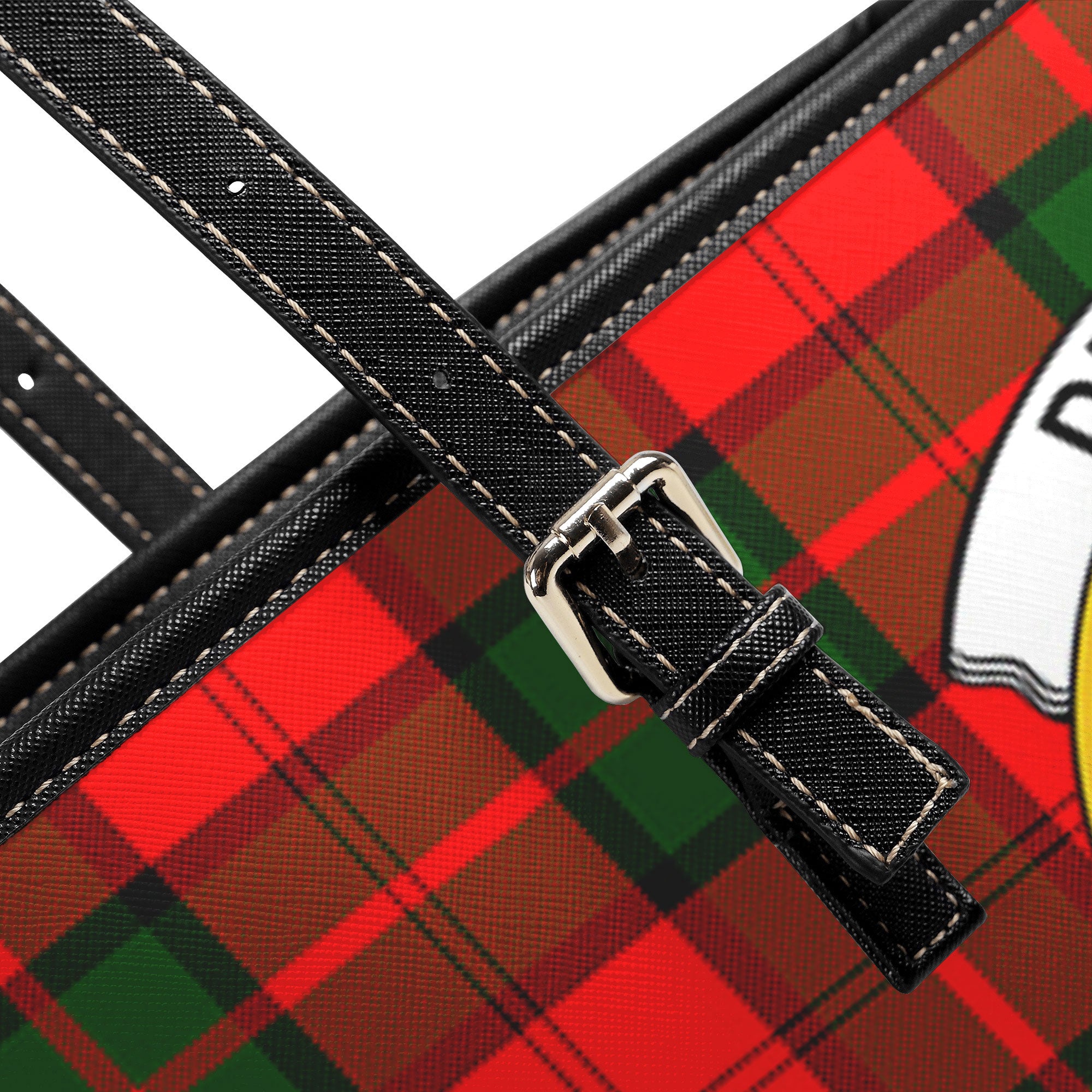 Dunbar Modern Tartan Crest Leather Tote Bag