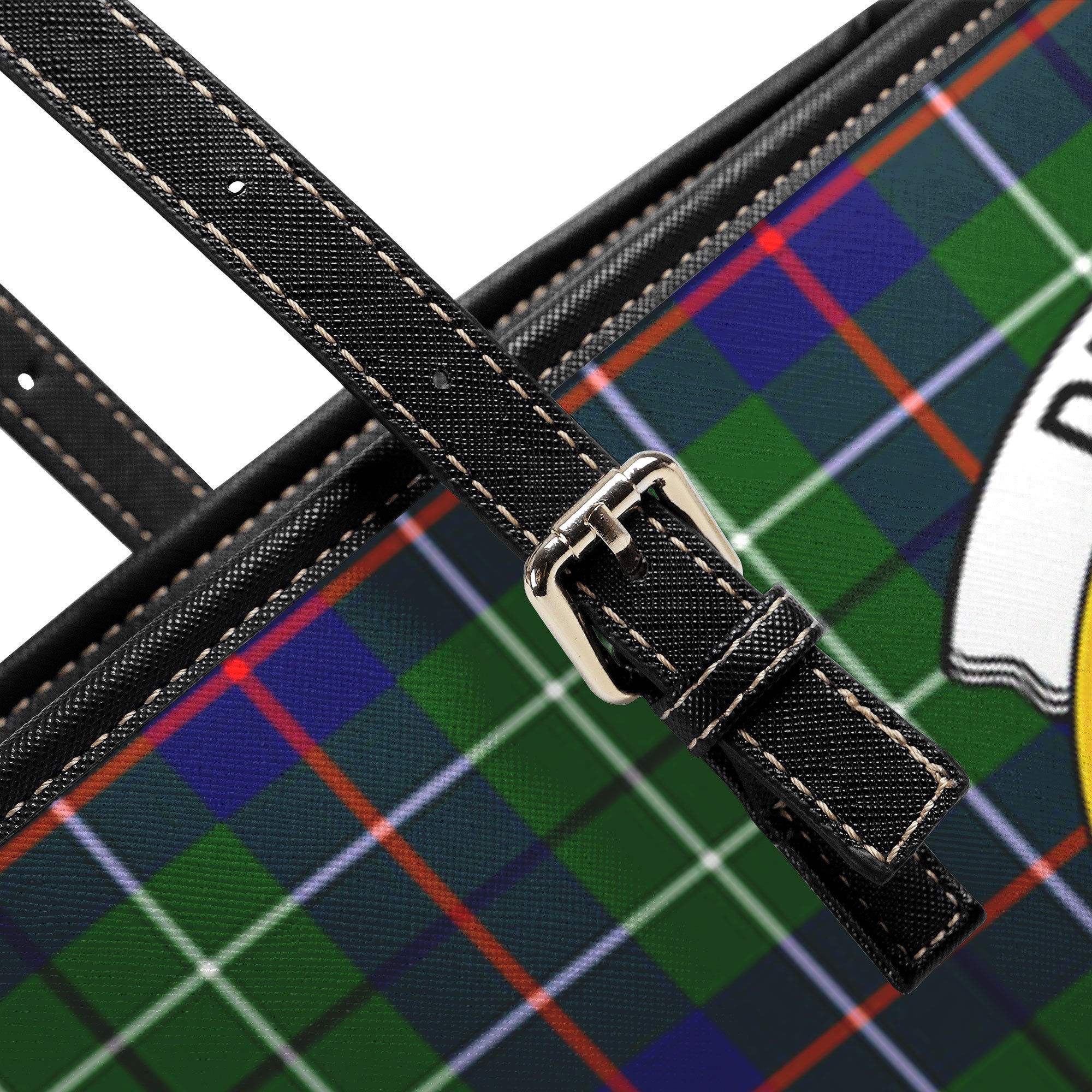 Duncan Modern Tartan Crest Leather Tote Bag