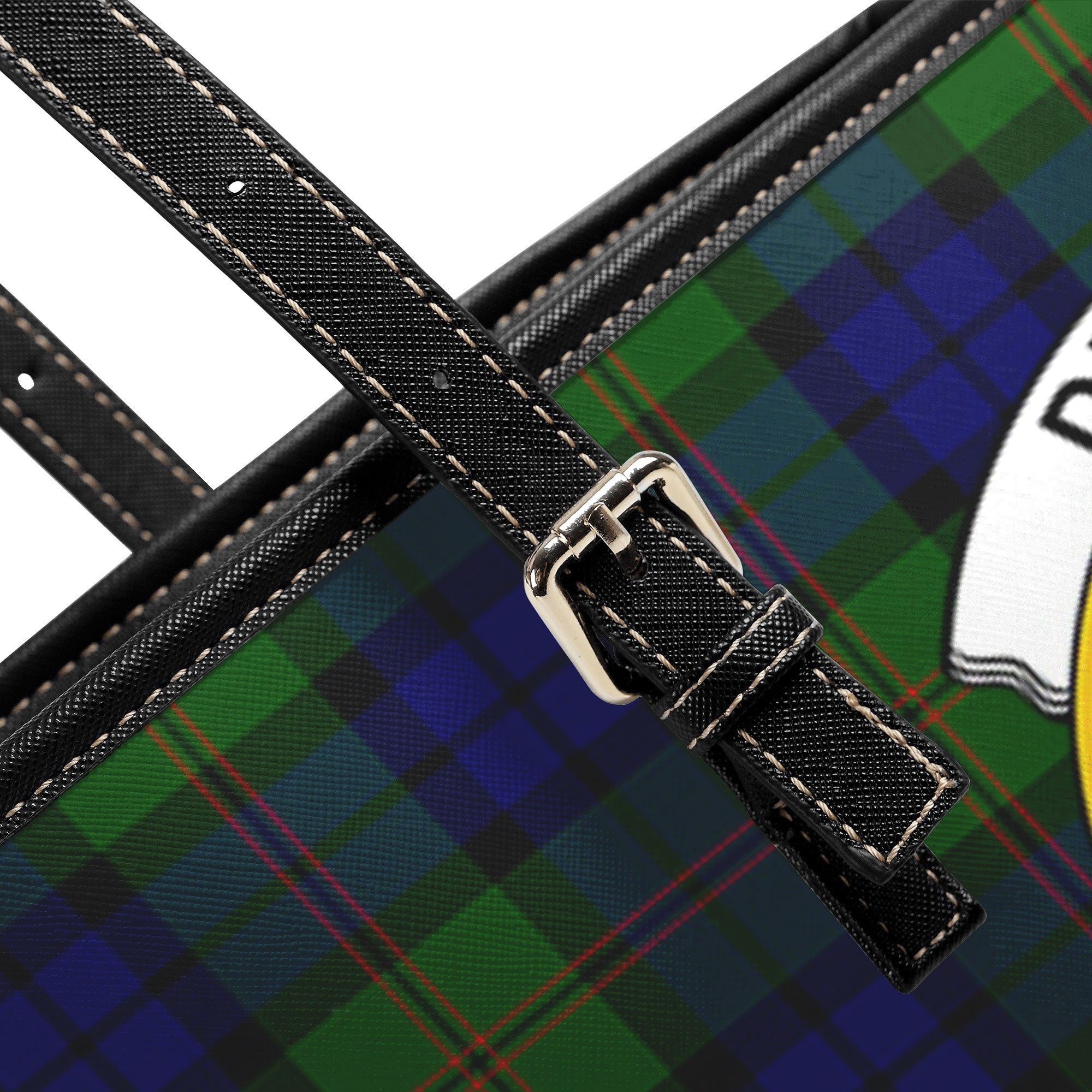 Dundas Modern Tartan Crest Leather Tote Bag