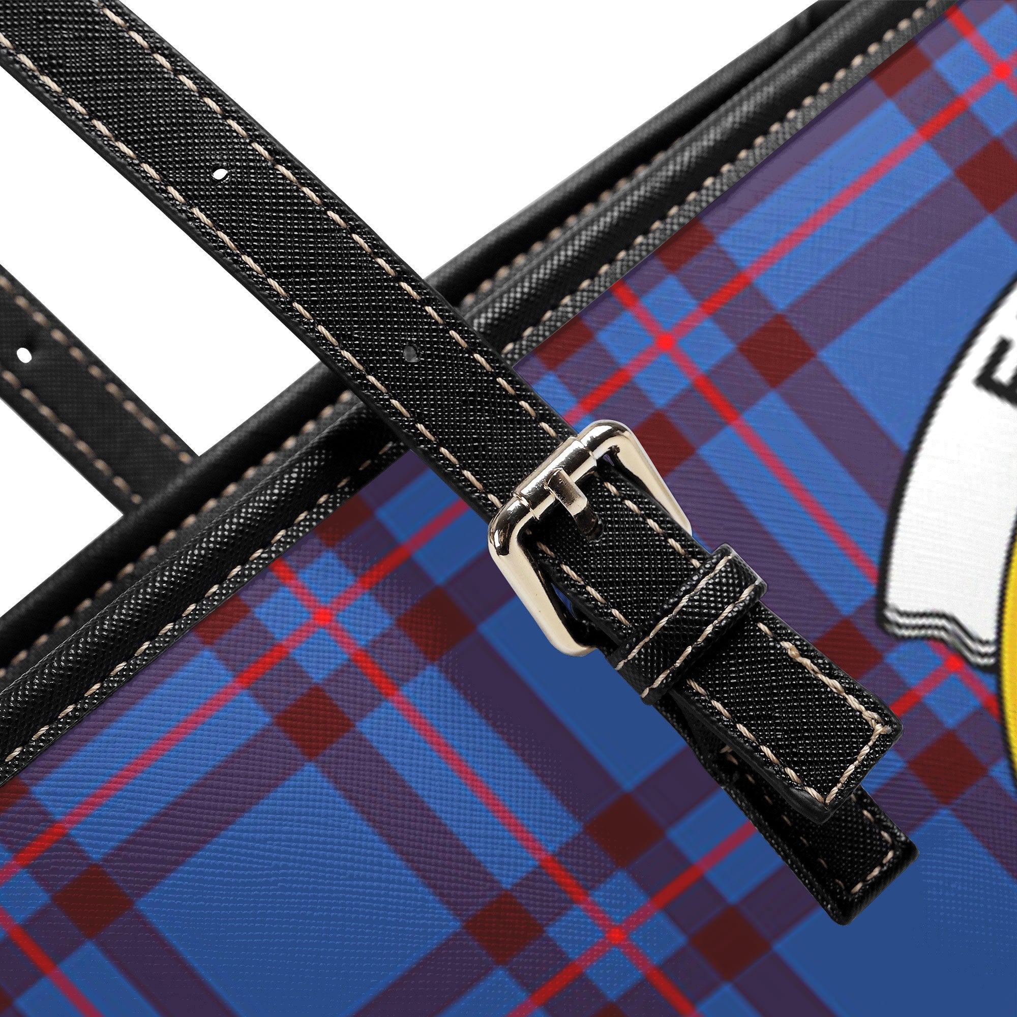 Elliott Modern Tartan Crest Leather Tote Bag