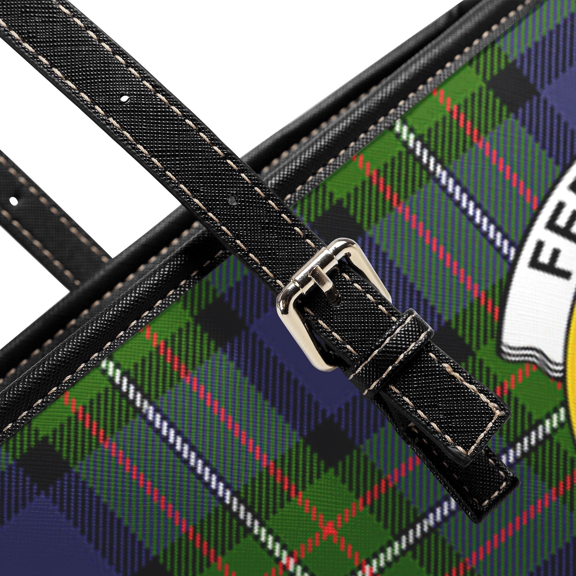 Ferguson Tartan Crest Leather Tote Bag