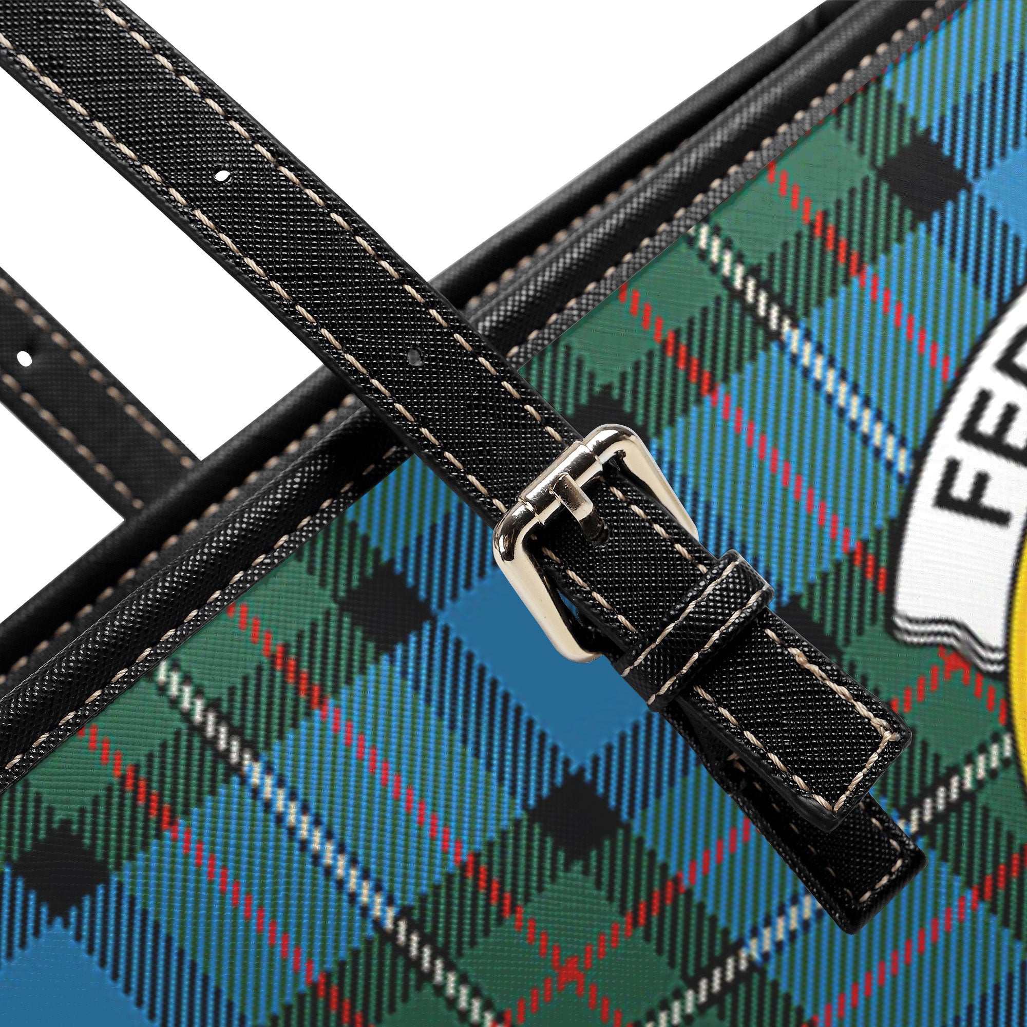 Fergusson Ancient Tartan Crest Leather Tote Bag