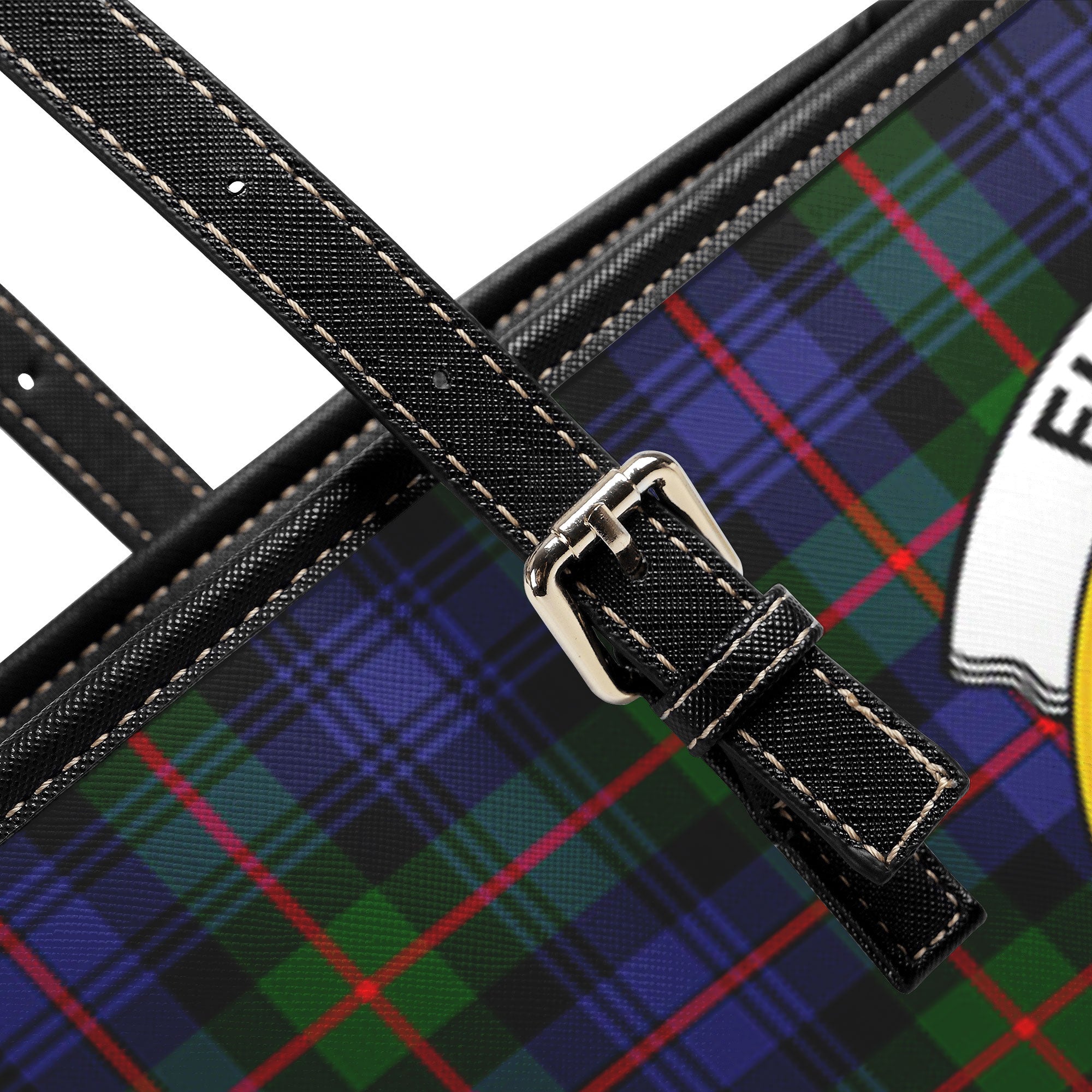 Fleming Tartan Crest Leather Tote Bag