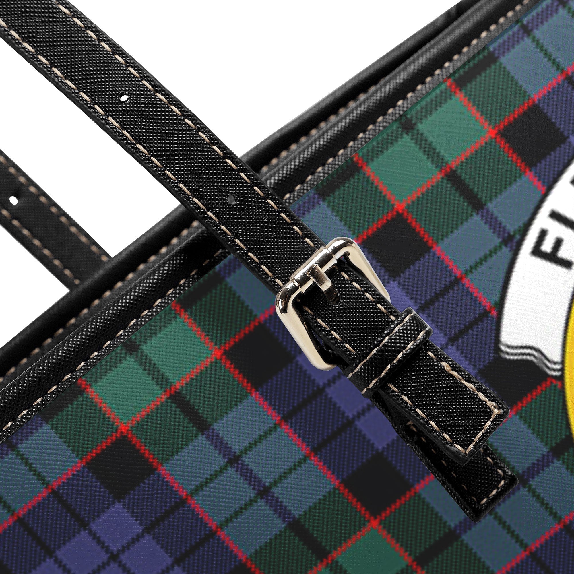 Fletcher Modern Tartan Crest Leather Tote Bag