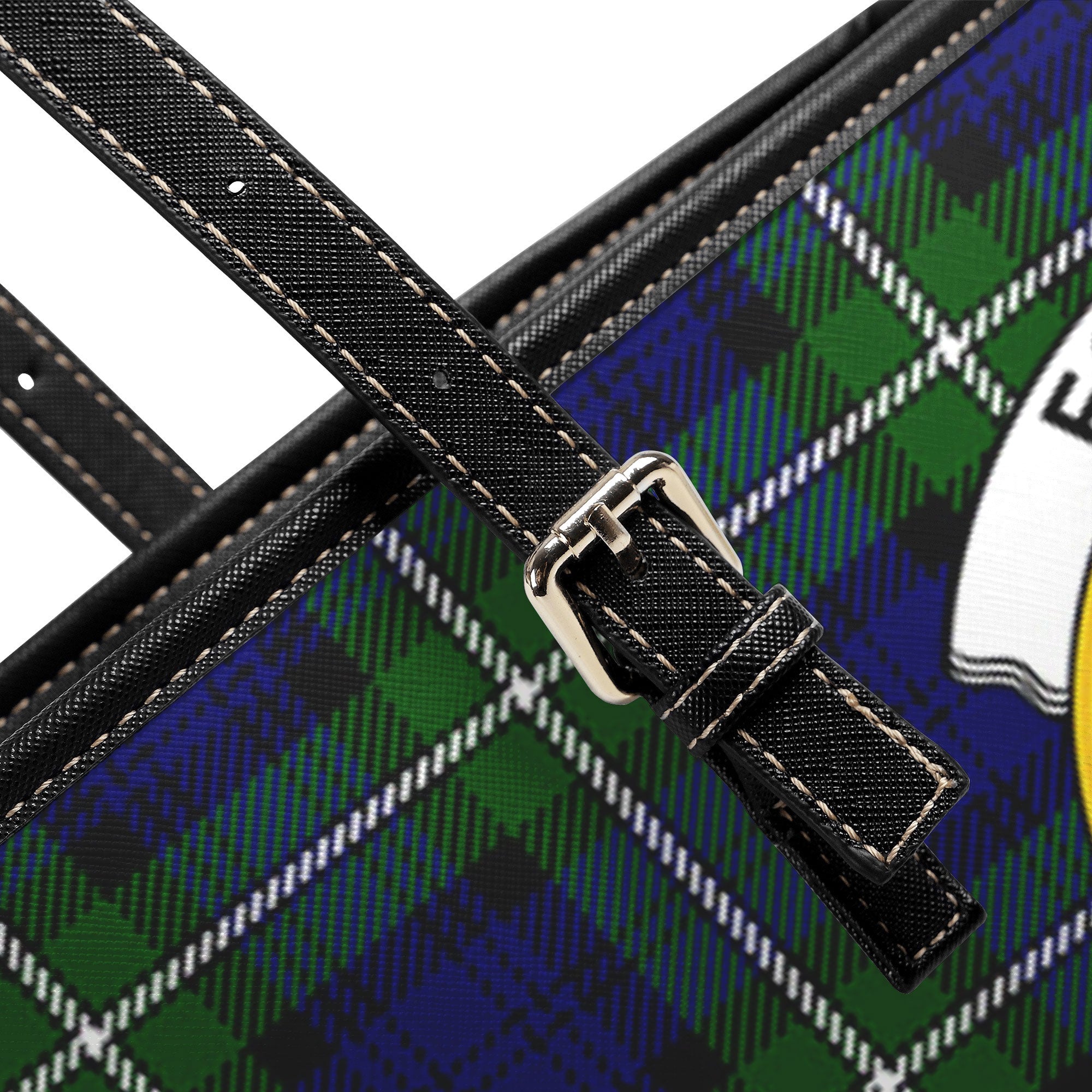 Forbes Modern Tartan Crest Leather Tote Bag