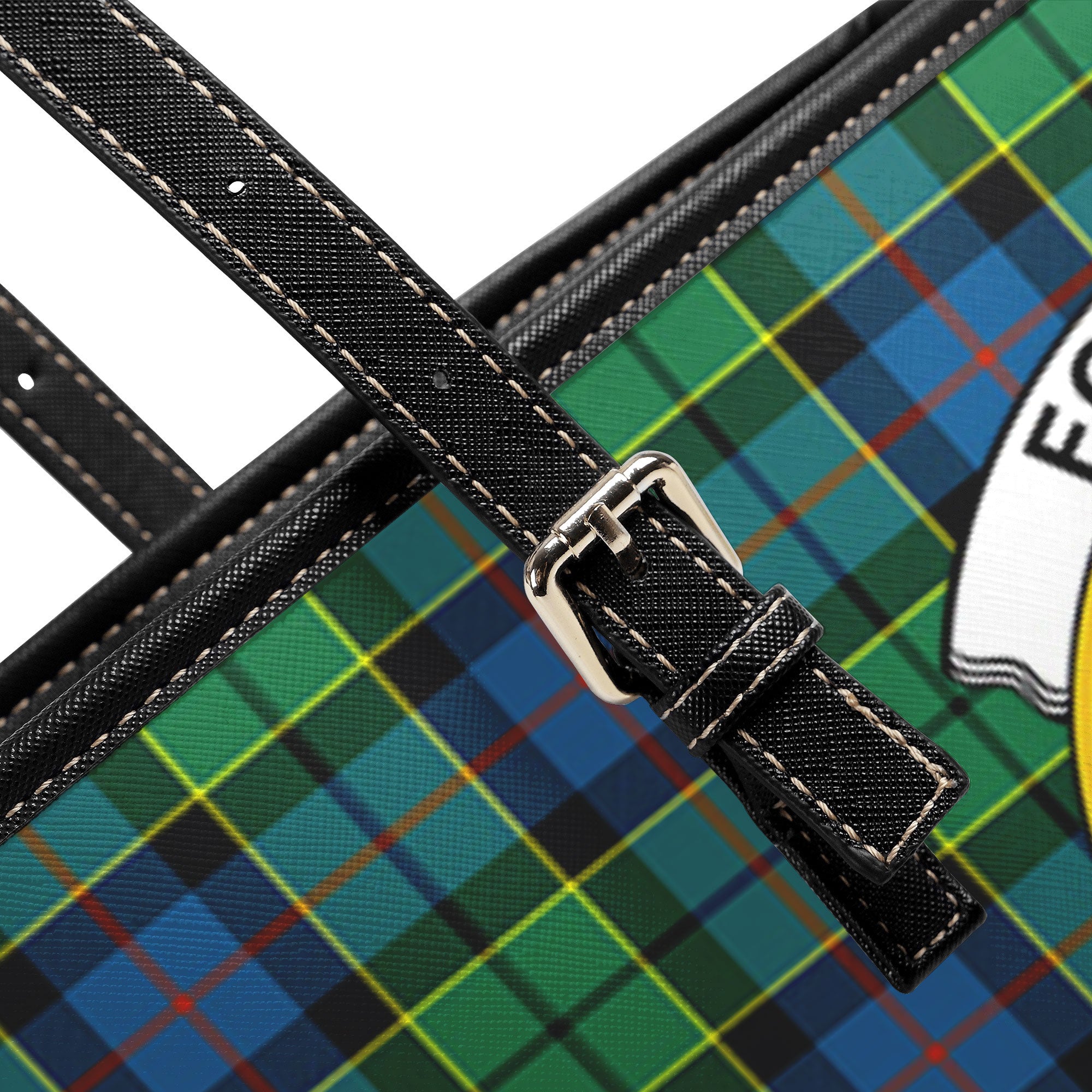 Forsyth Ancient Tartan Crest Leather Tote Bag