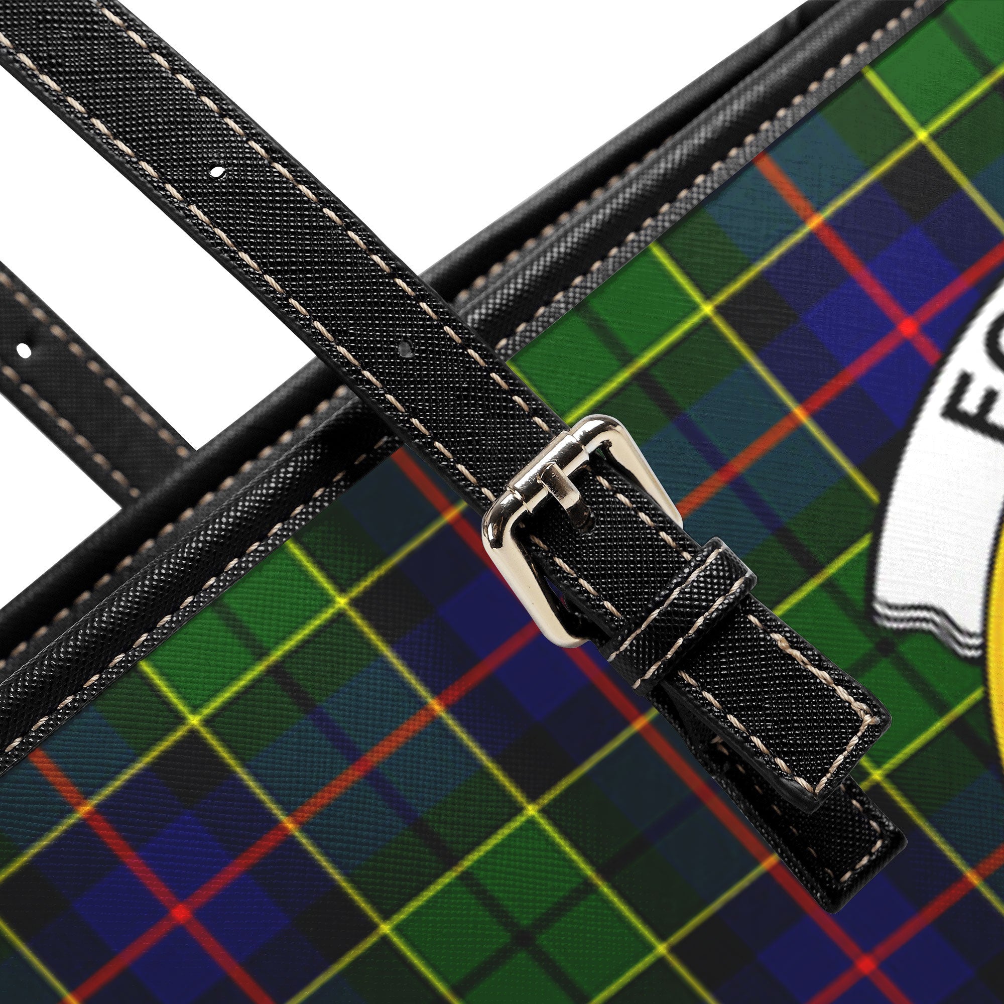 Forsyth Modern Tartan Crest Leather Tote Bag