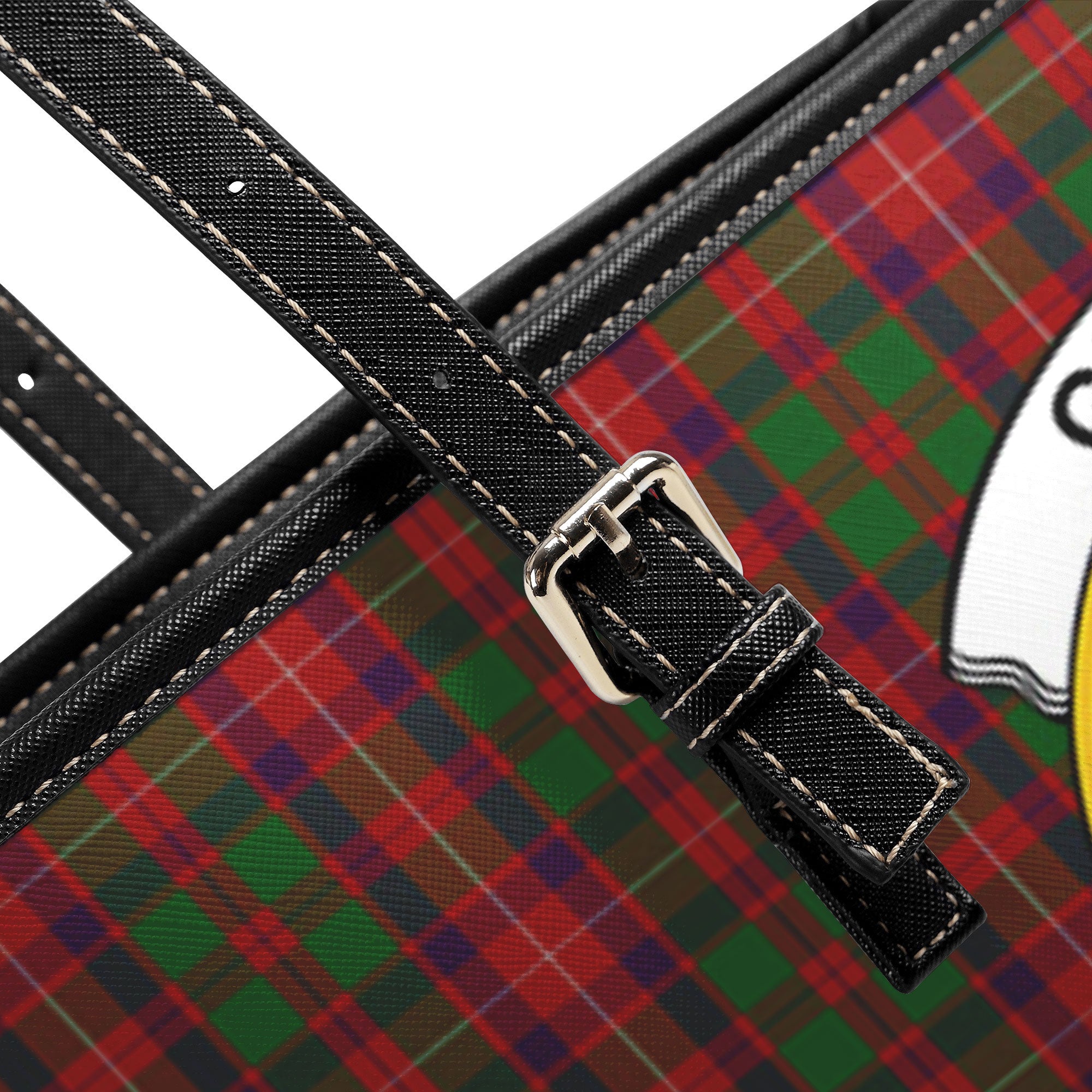 Geddes Tartan Crest Leather Tote Bag