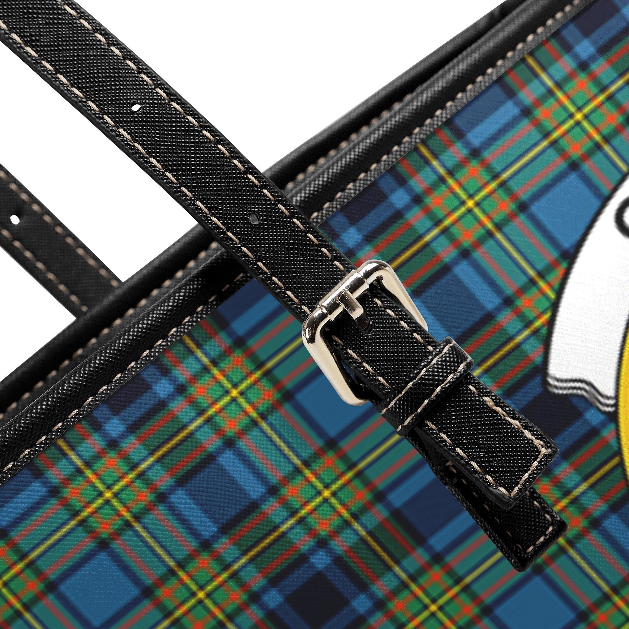 Gillies Ancient Tartan Crest Leather Tote Bag