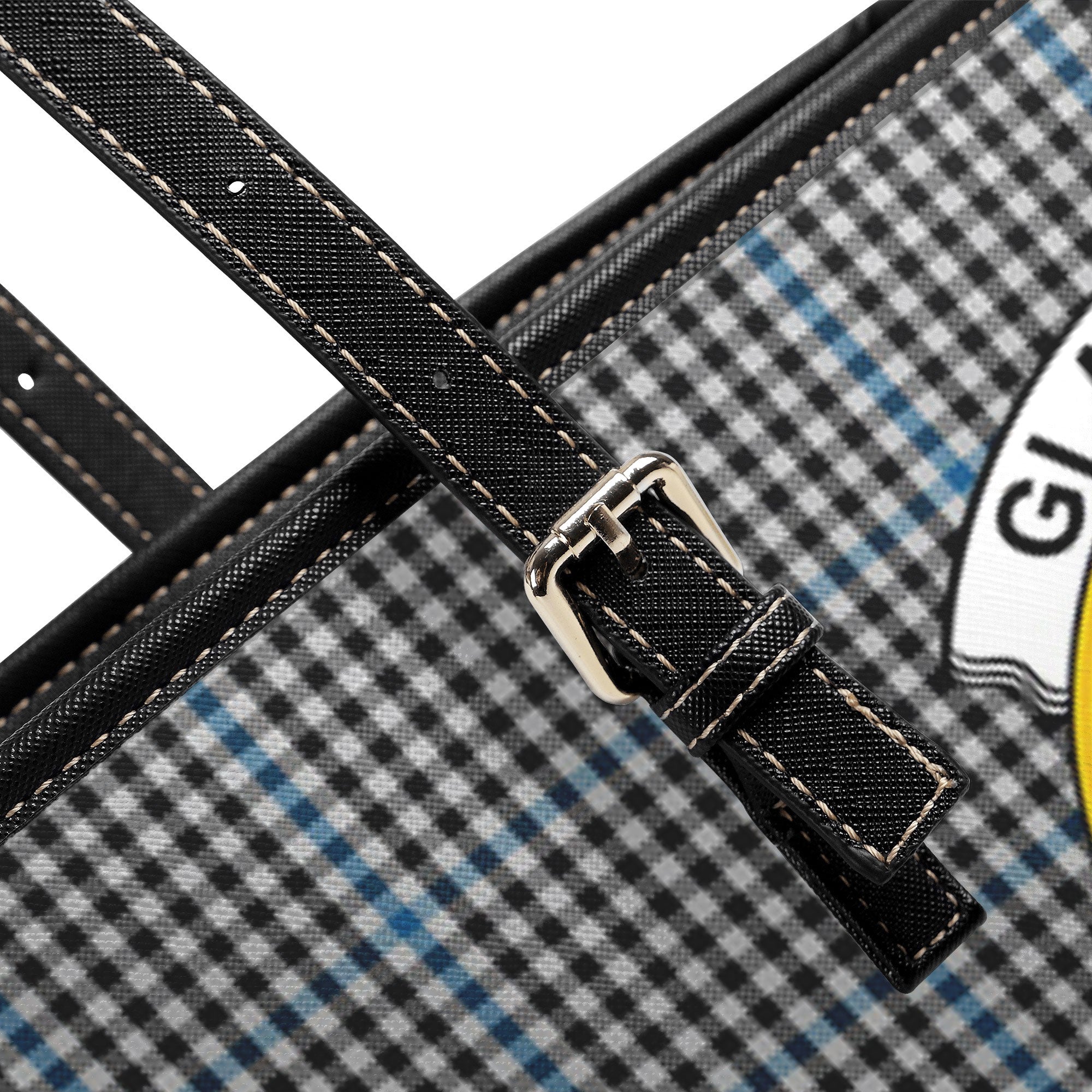 Gladstone Tartan Crest Leather Tote Bag