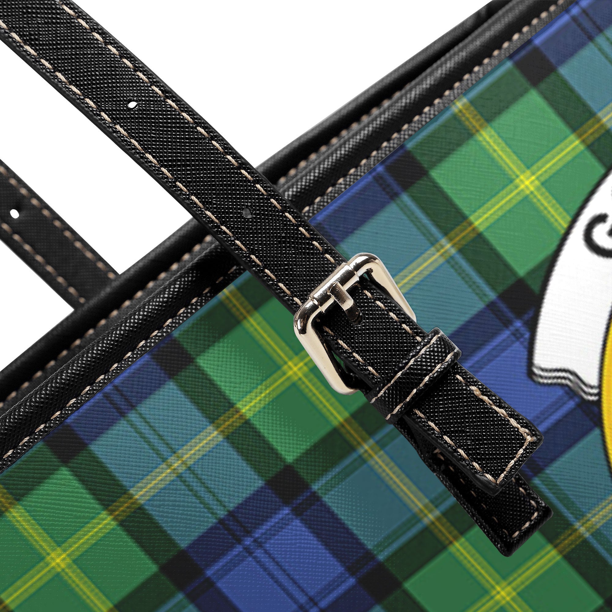 Gordon Old Ancient Tartan Crest Leather Tote Bag