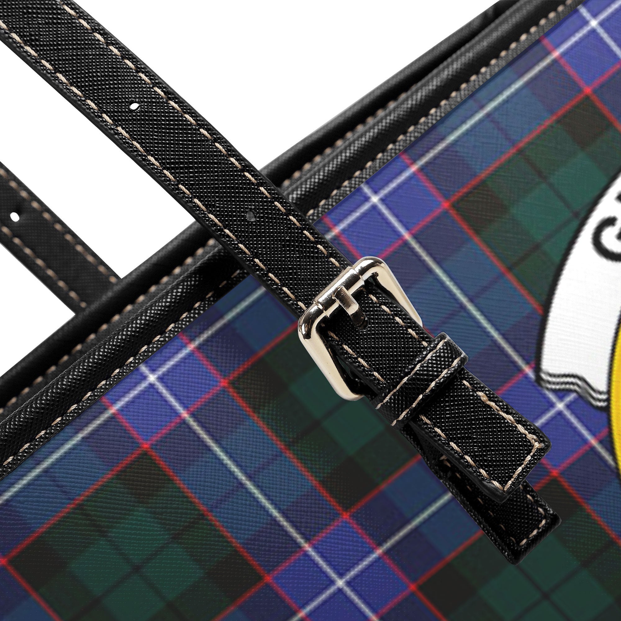 Guthrie Modern Tartan Crest Leather Tote Bag