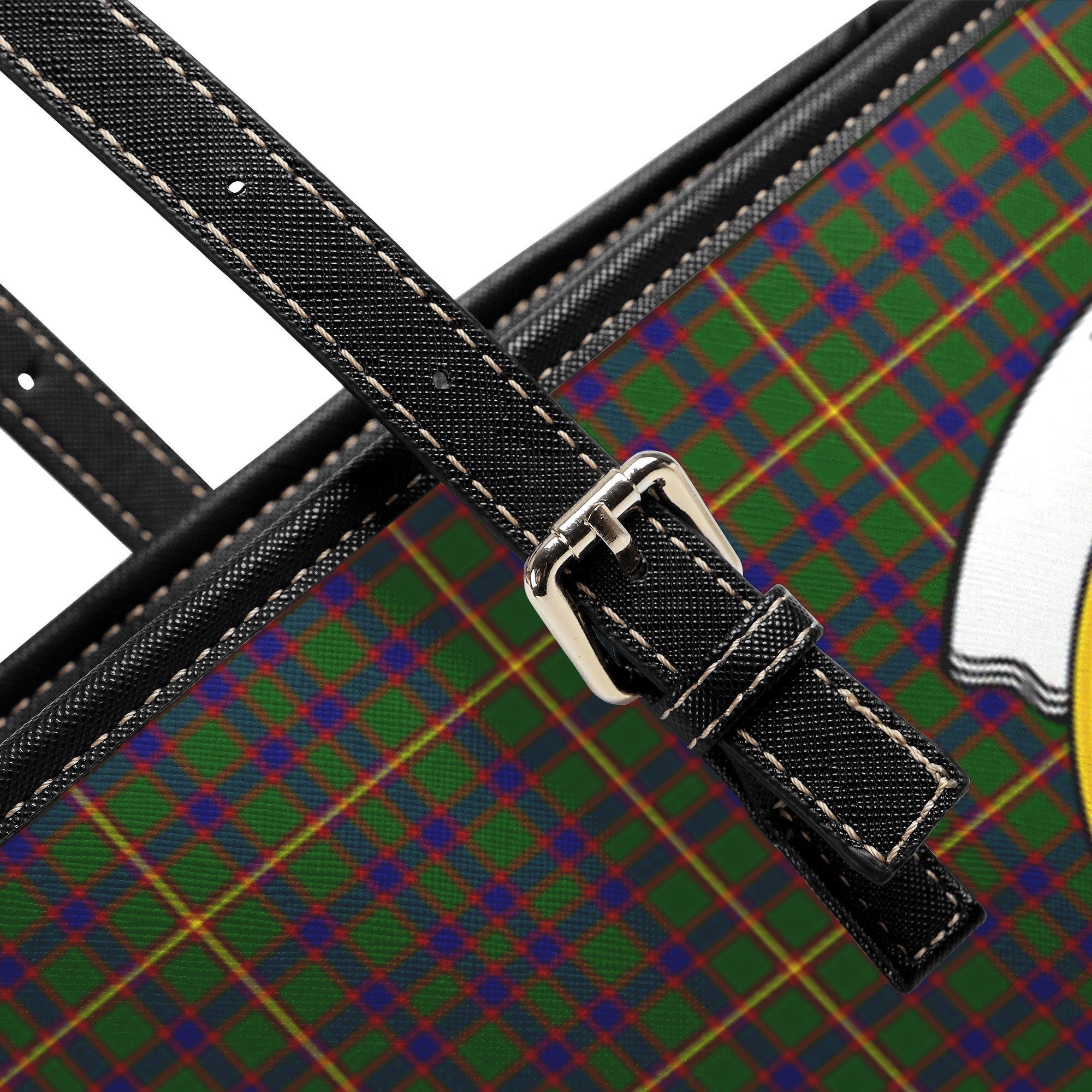 Hall Tartan Crest Leather Tote Bag