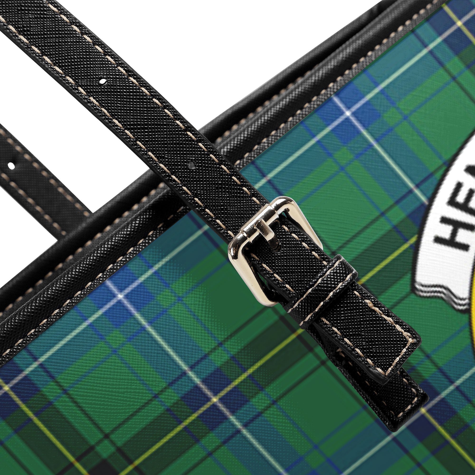 Henderson Ancient Tartan Crest Leather Tote Bag