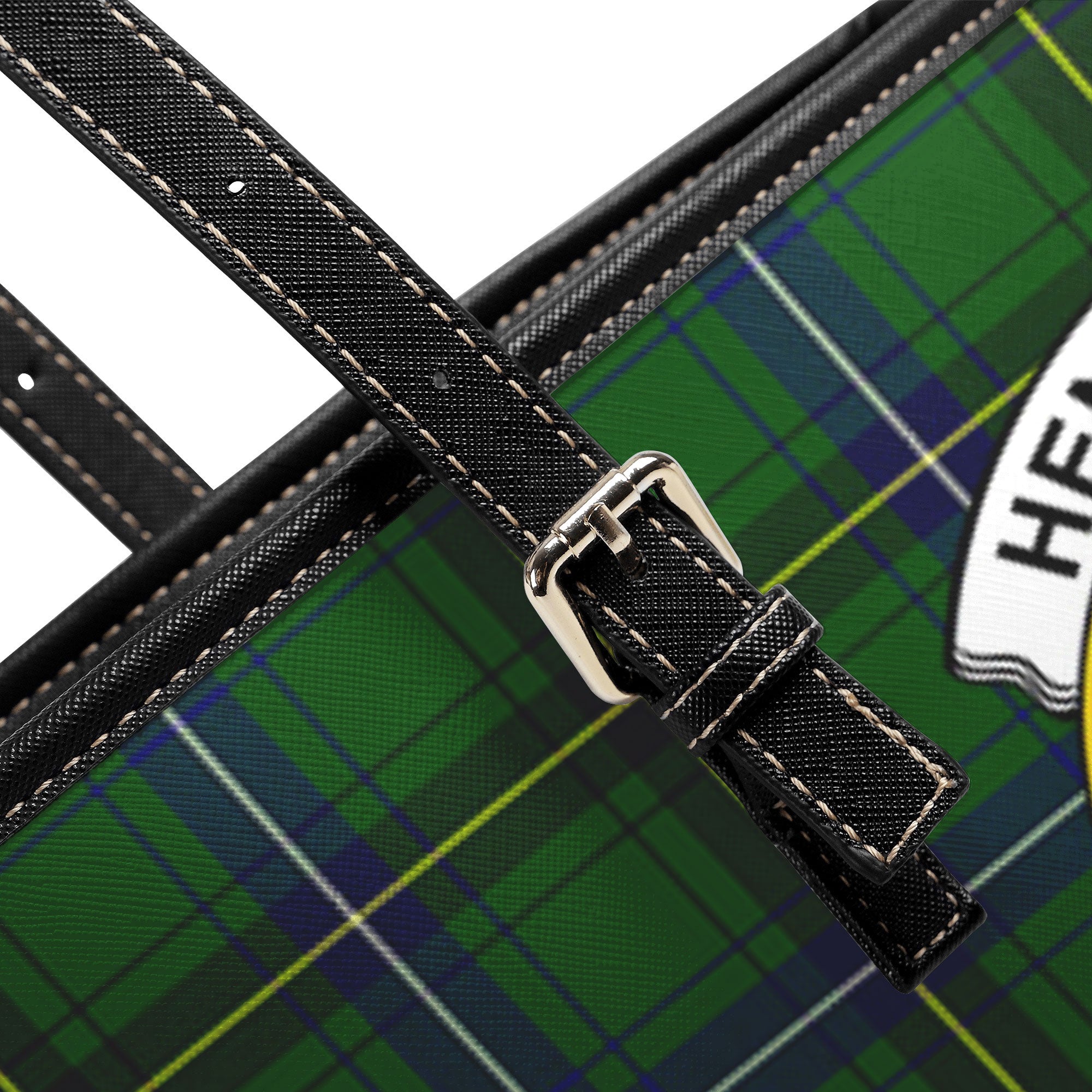 Henderson Modern Tartan Crest Leather Tote Bag