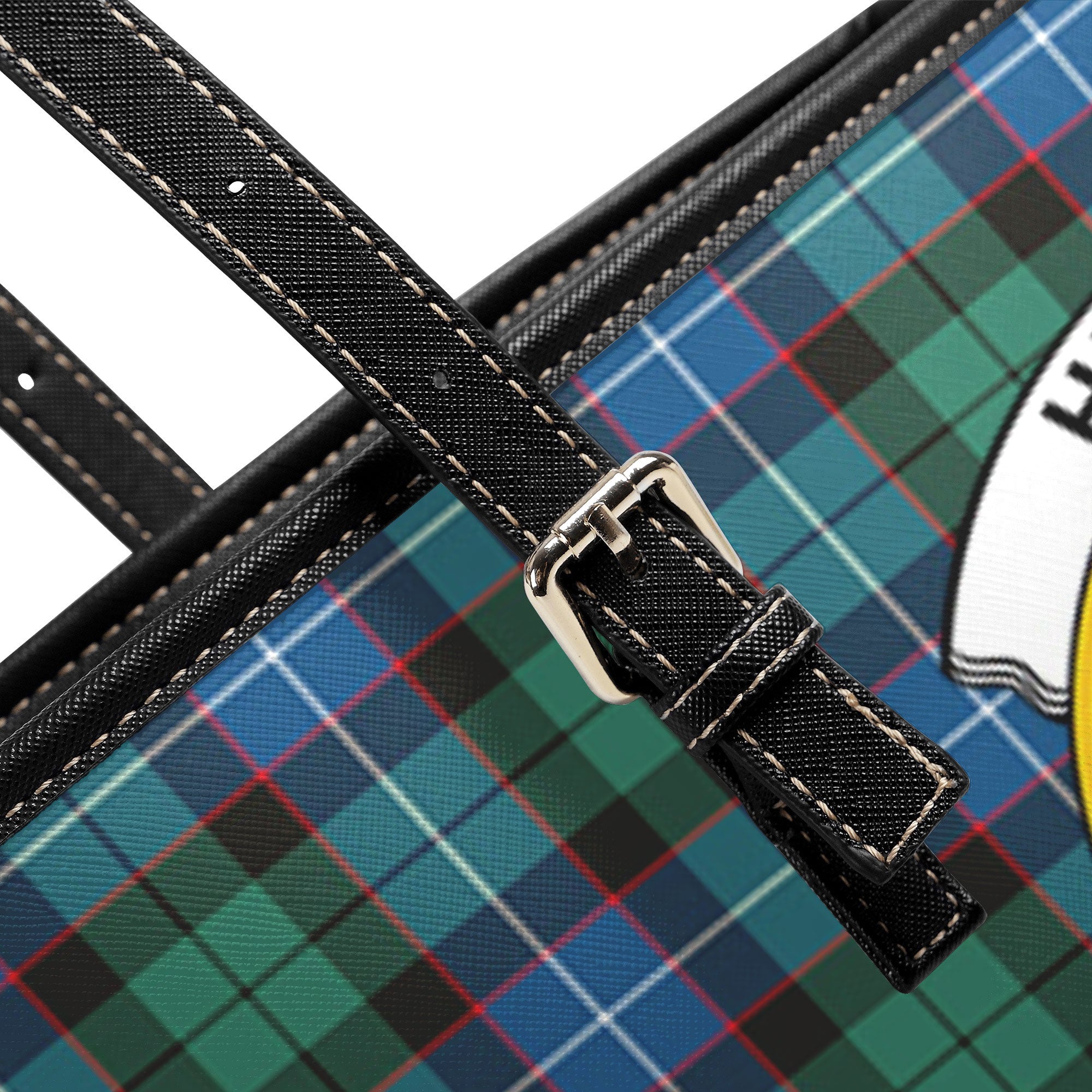 Hunter Ancient Tartan Crest Leather Tote Bag