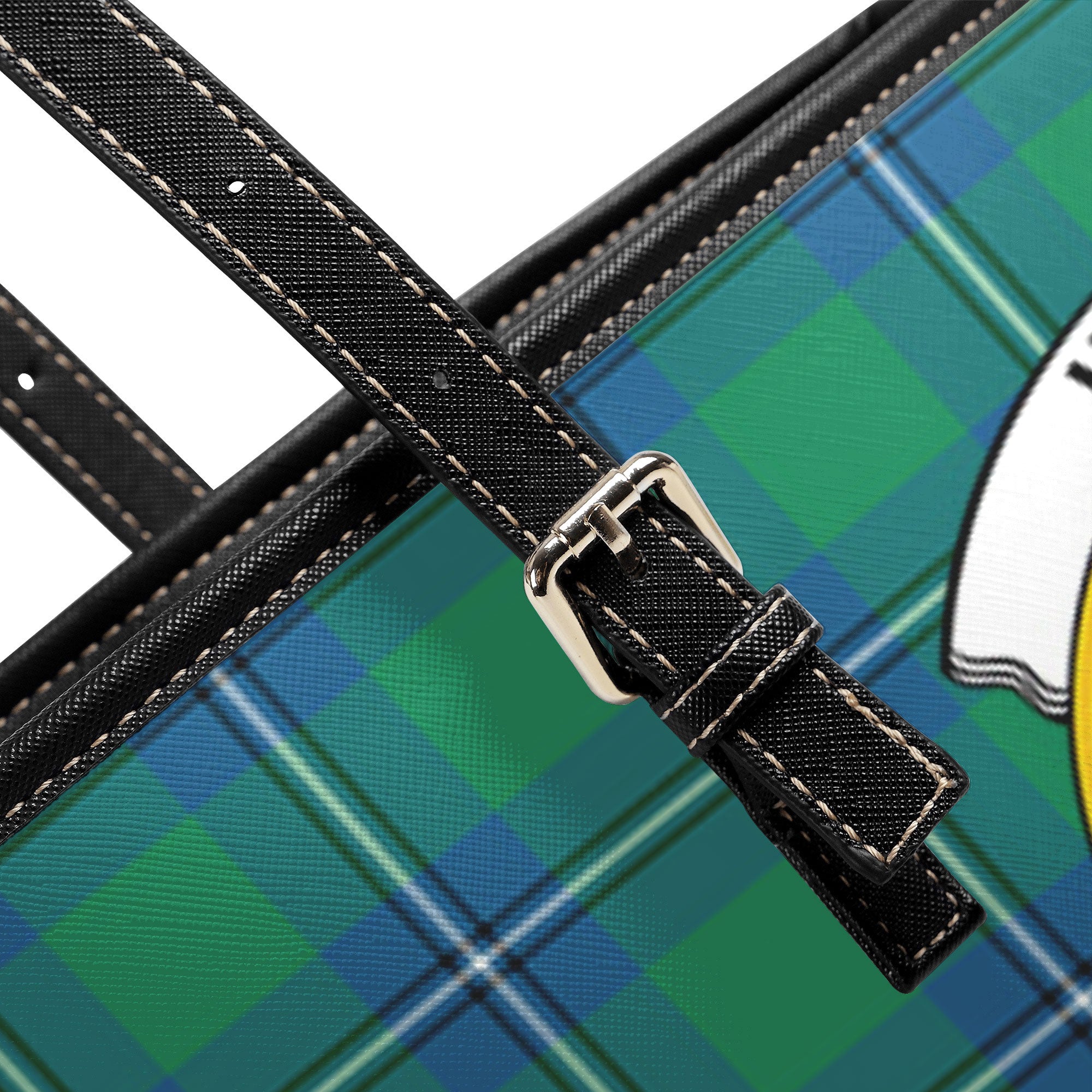 Irvine Ancient Tartan Crest Leather Tote Bag