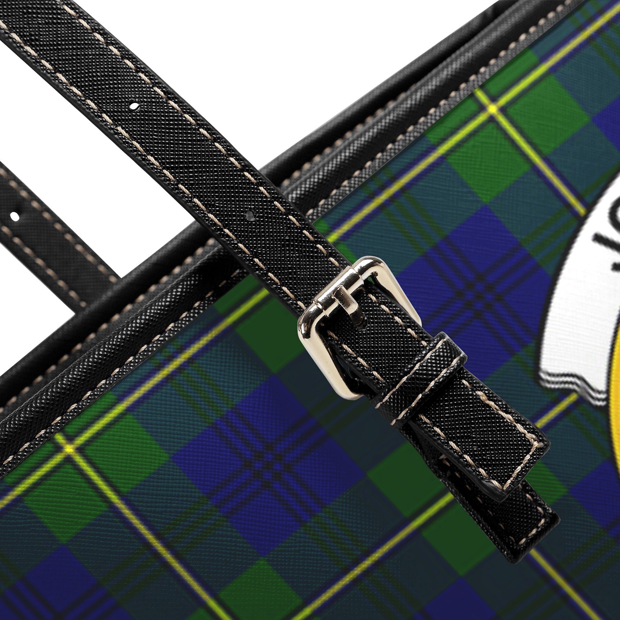 Johnson Modern Tartan Crest Leather Tote Bag