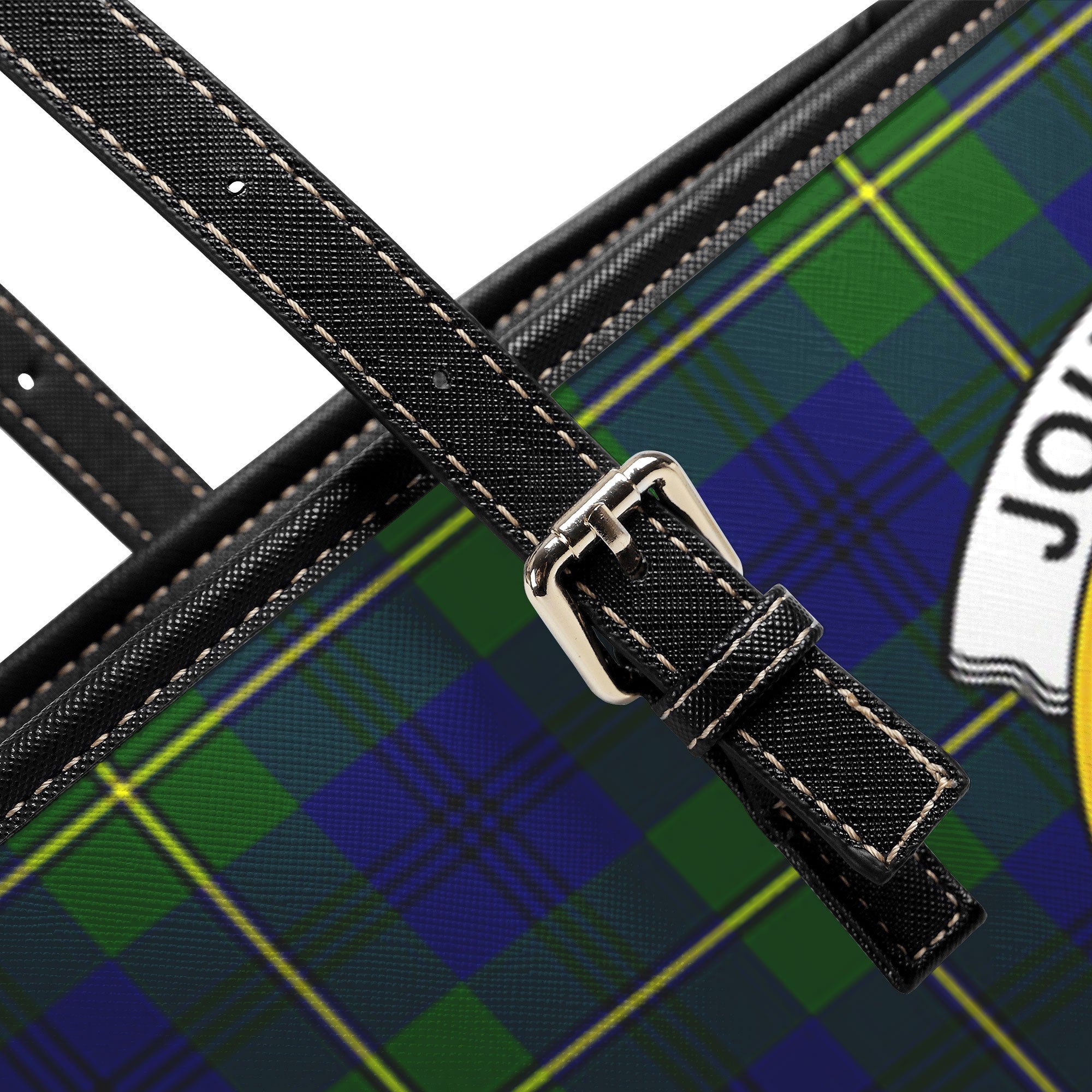 Johnstone Modern Tartan Crest Leather Tote Bag