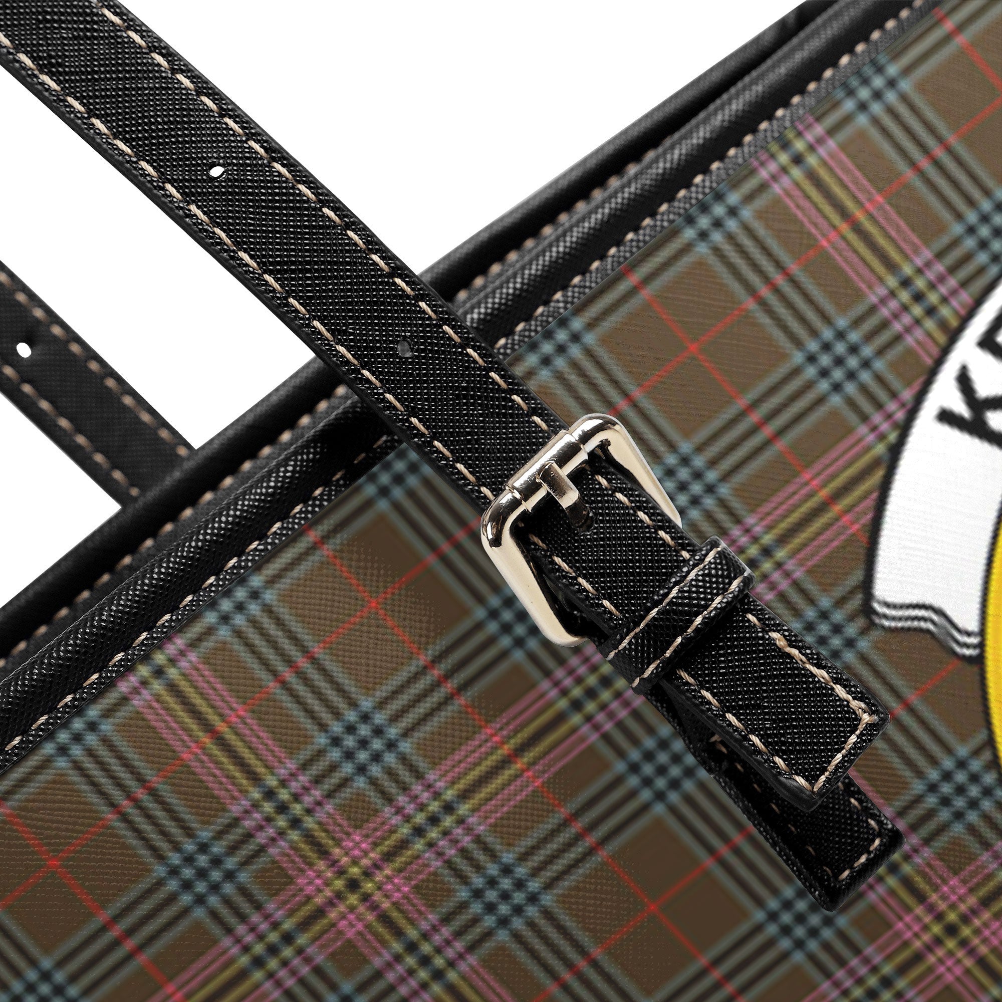 Kennedy Weathered Tartan Crest Leather Tote Bag