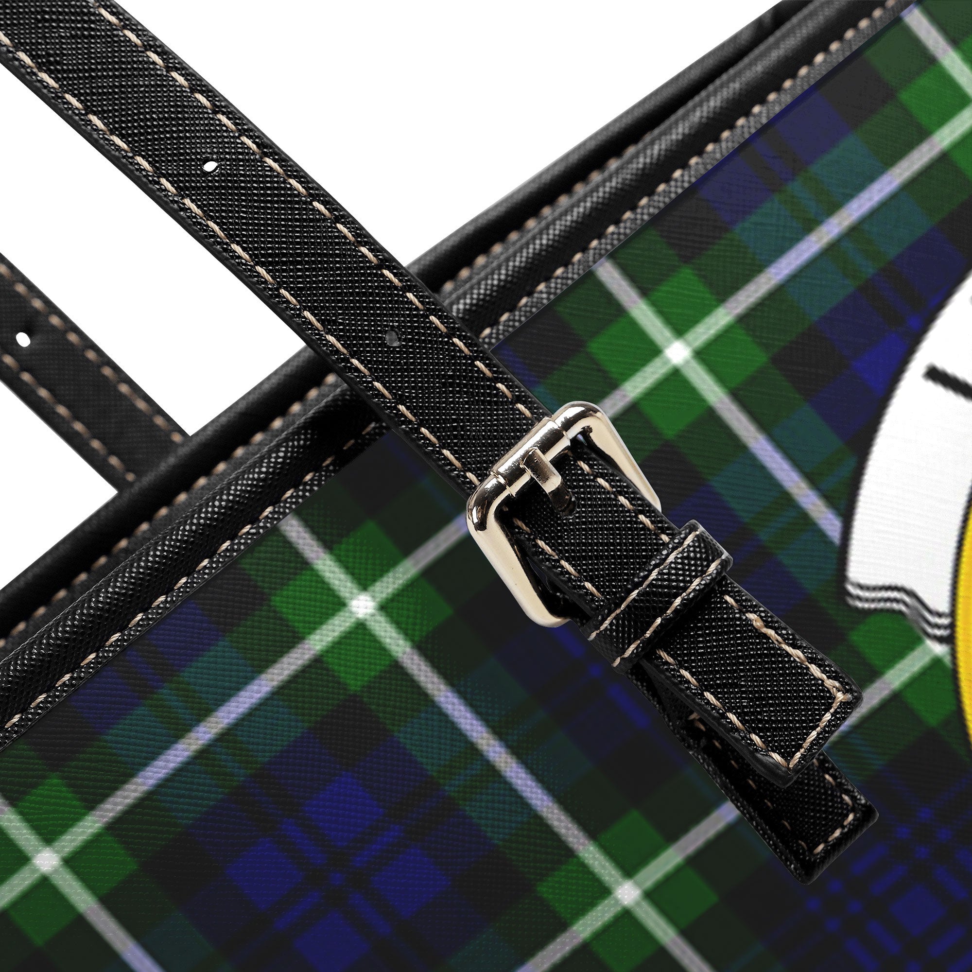 Lamont Modern Tartan Crest Leather Tote Bag