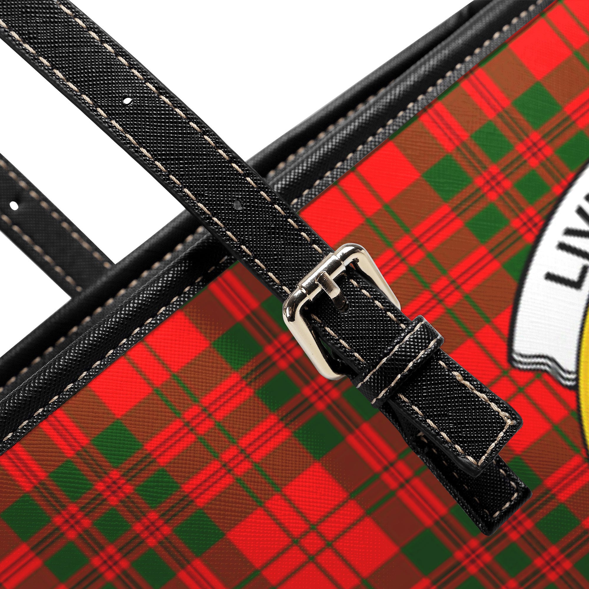 Livingstone Tartan Crest Leather Tote Bag