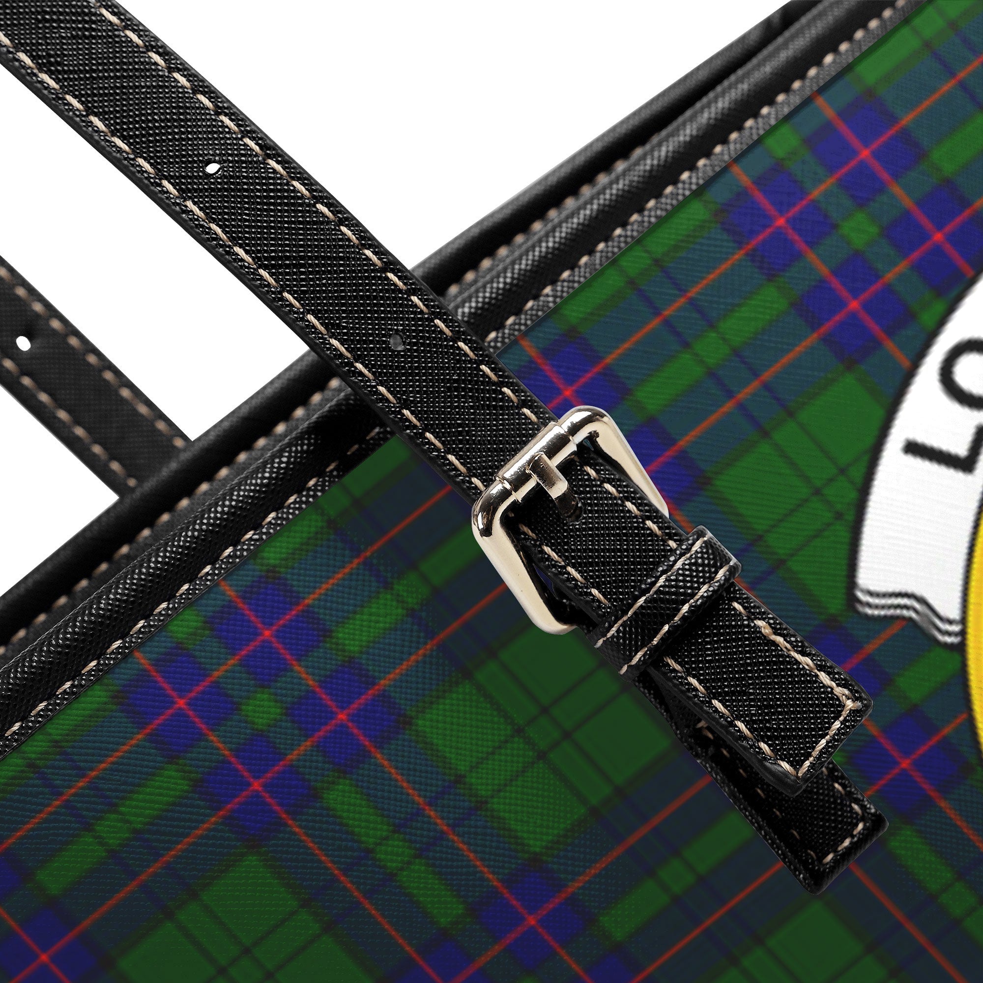 Lockhart Modern Tartan Crest Leather Tote Bag