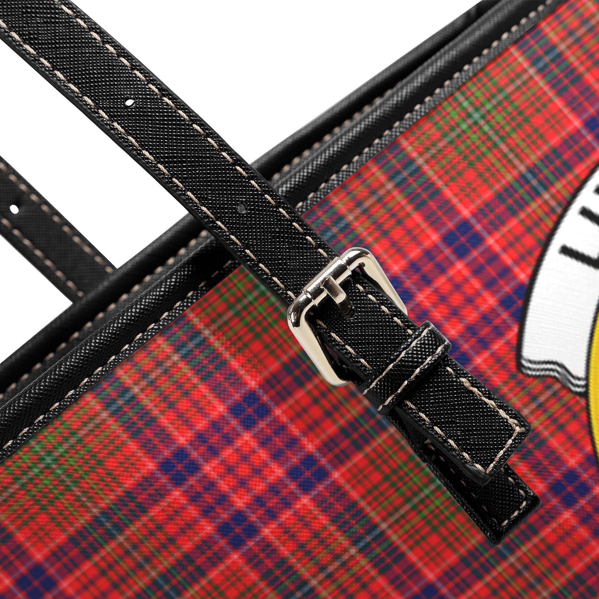 Lumsden Modern Tartan Crest Leather Tote Bag