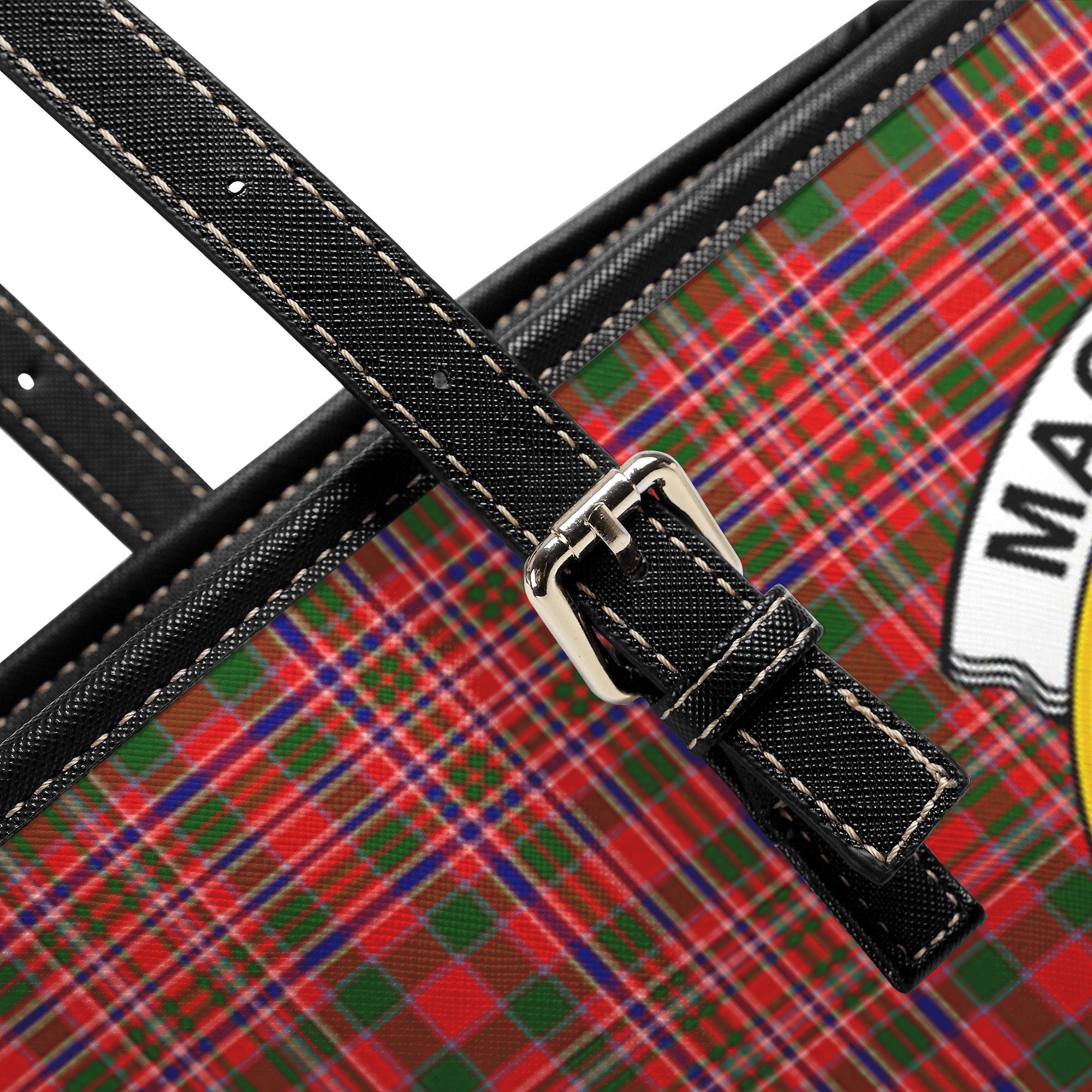 MacAlister Modern Tartan Crest Leather Tote Bag