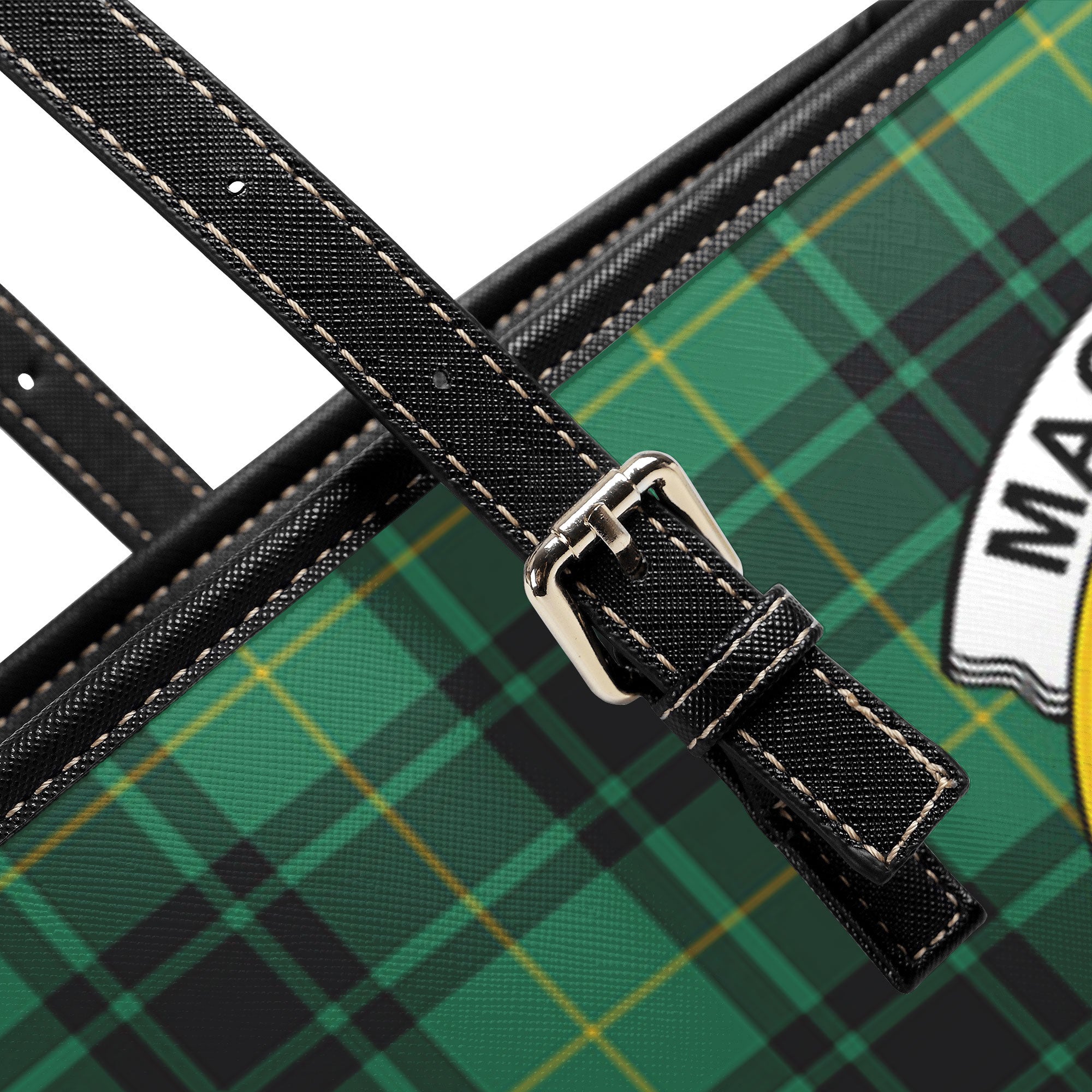 MacArthur Ancient Tartan Crest Leather Tote Bag