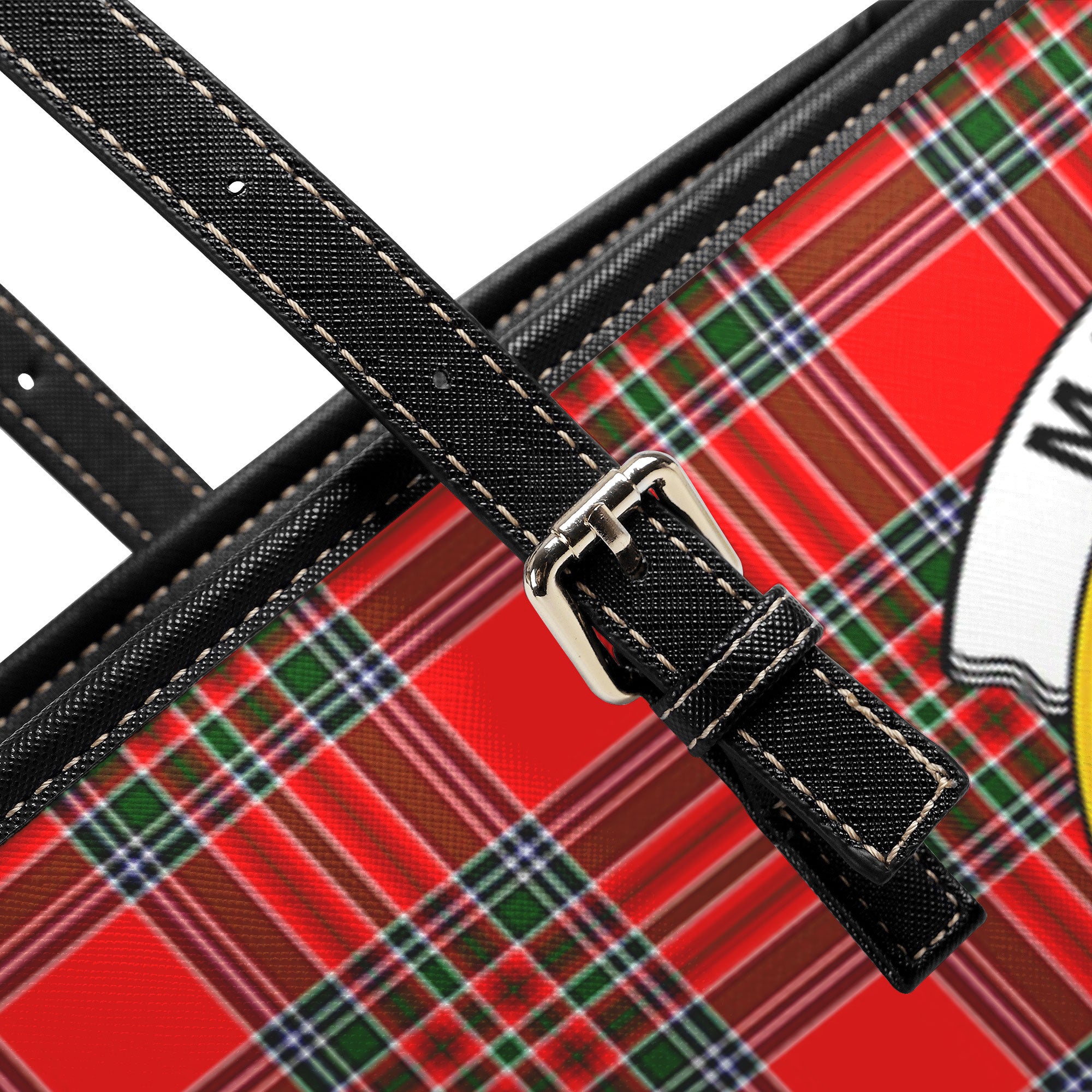 MacBain Tartan Crest Leather Tote Bag