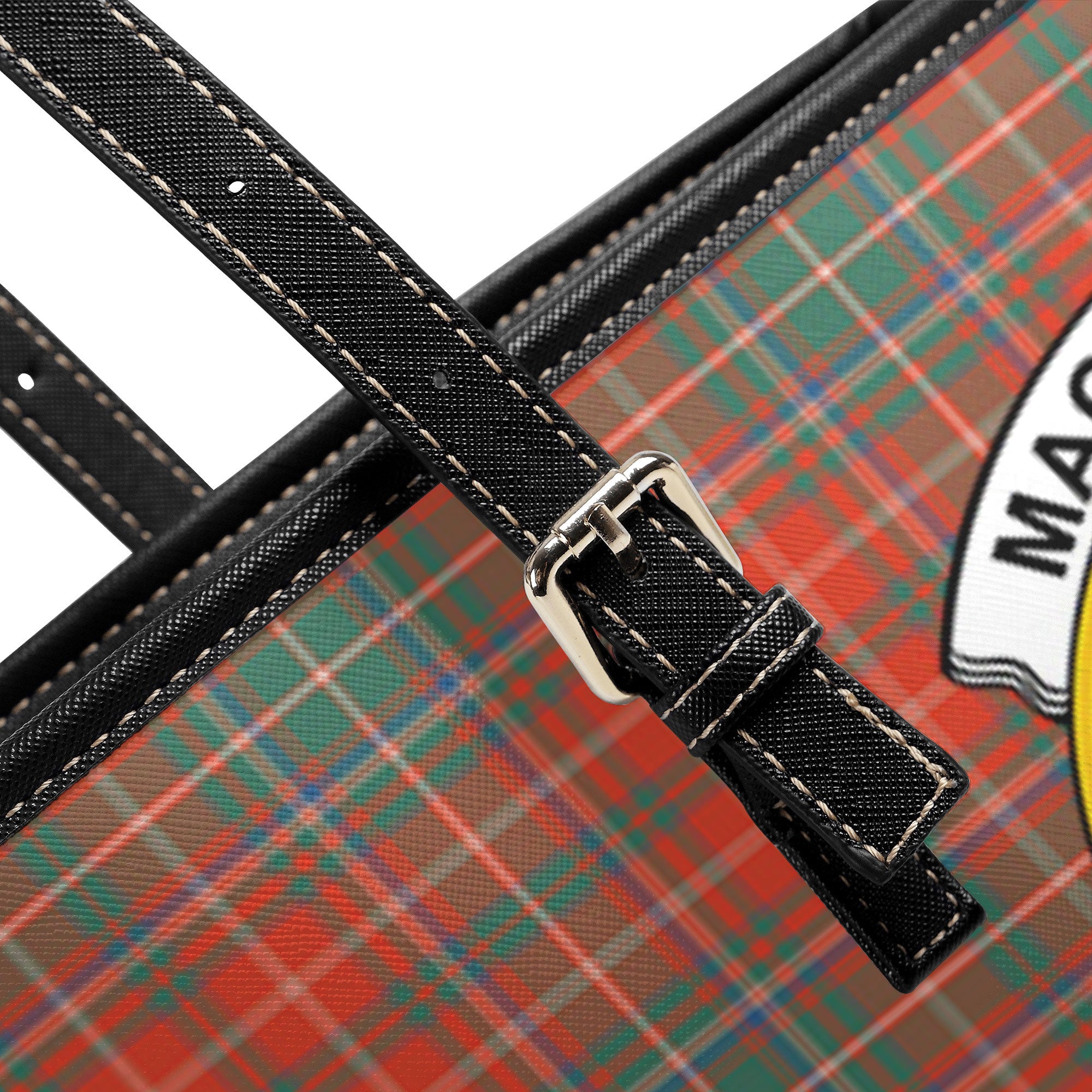 MacDougall Ancient Tartan Crest Leather Tote Bag