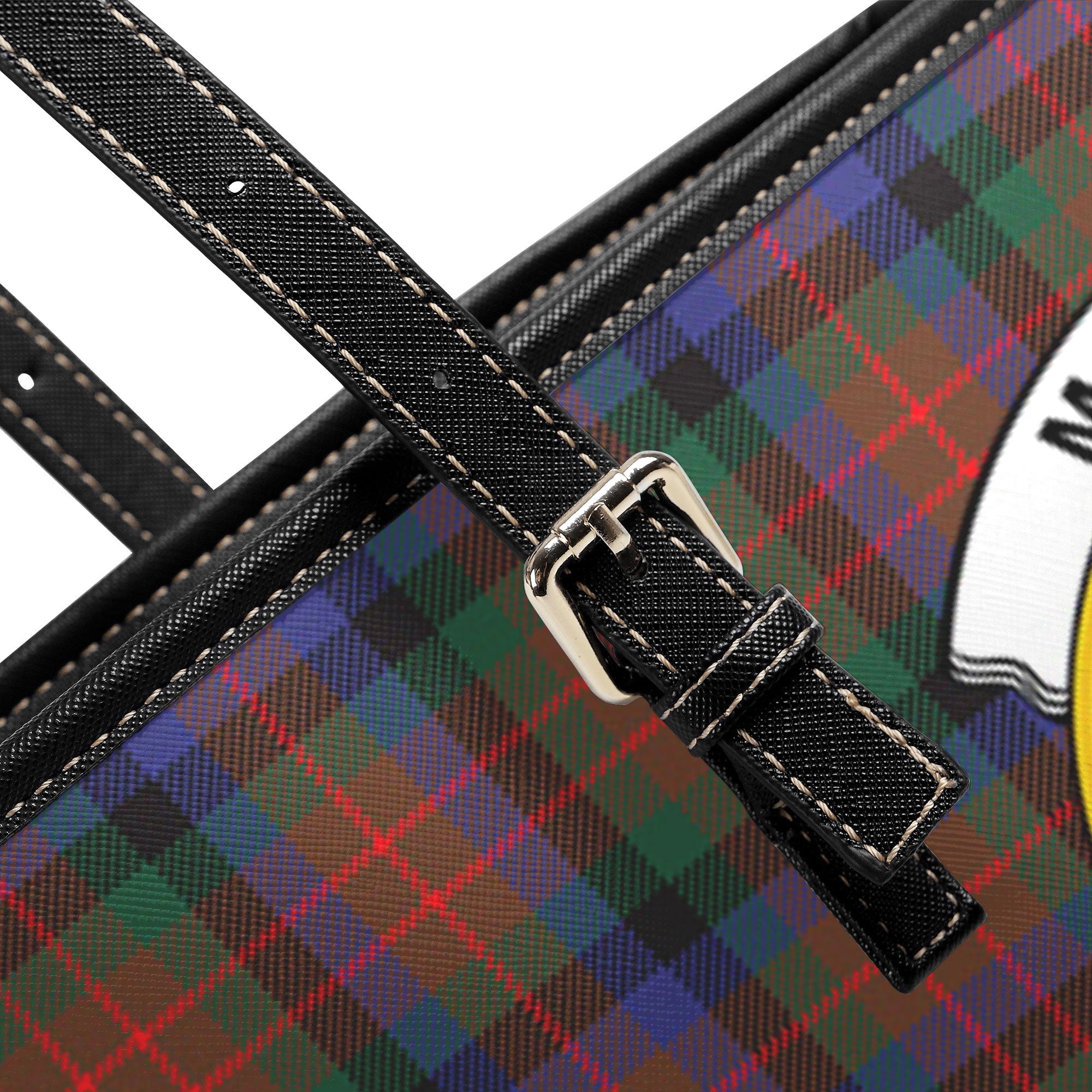 MacDuff Hunting Modern Tartan Crest Leather Tote Bag