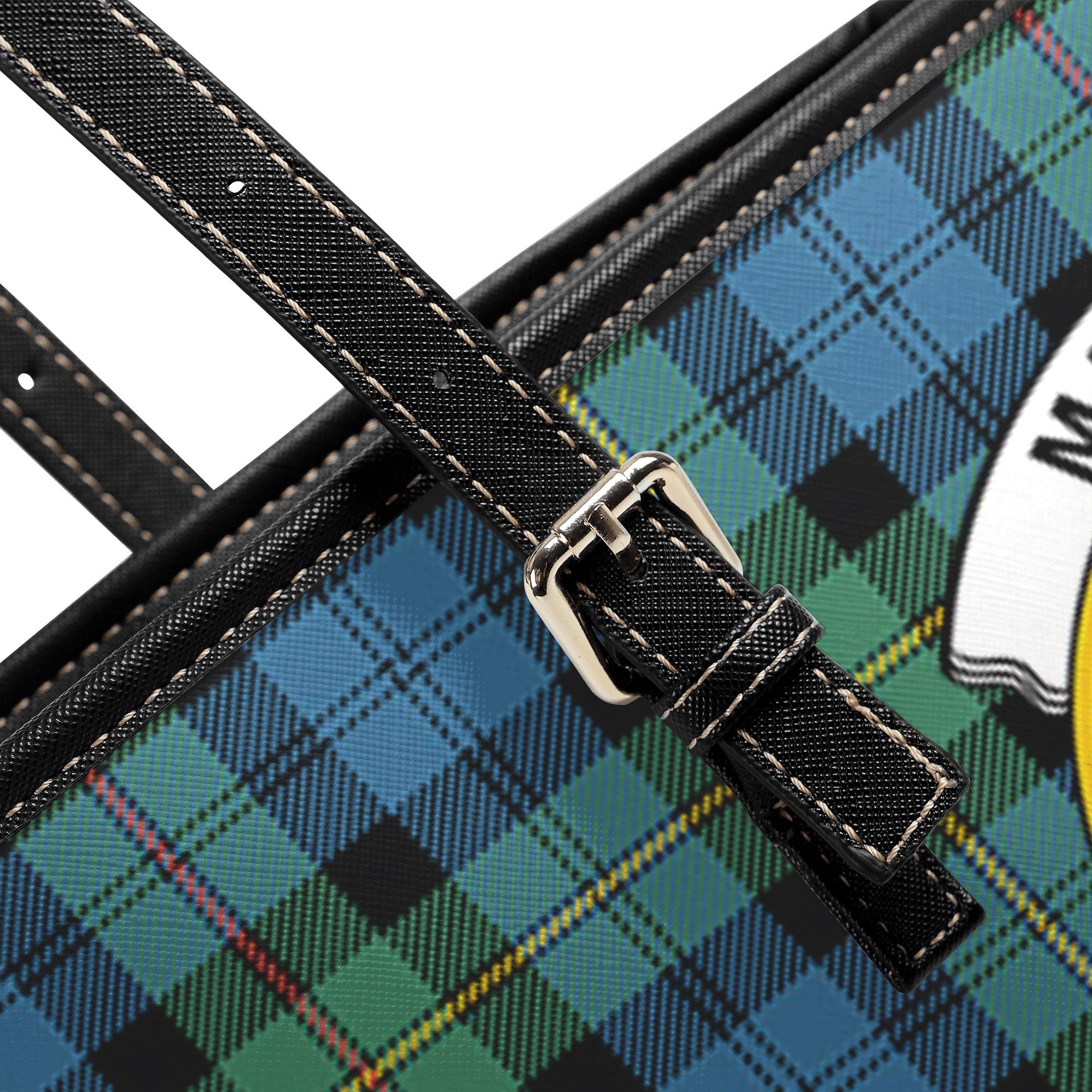 MacEwan Ancient Tartan Crest Leather Tote Bag