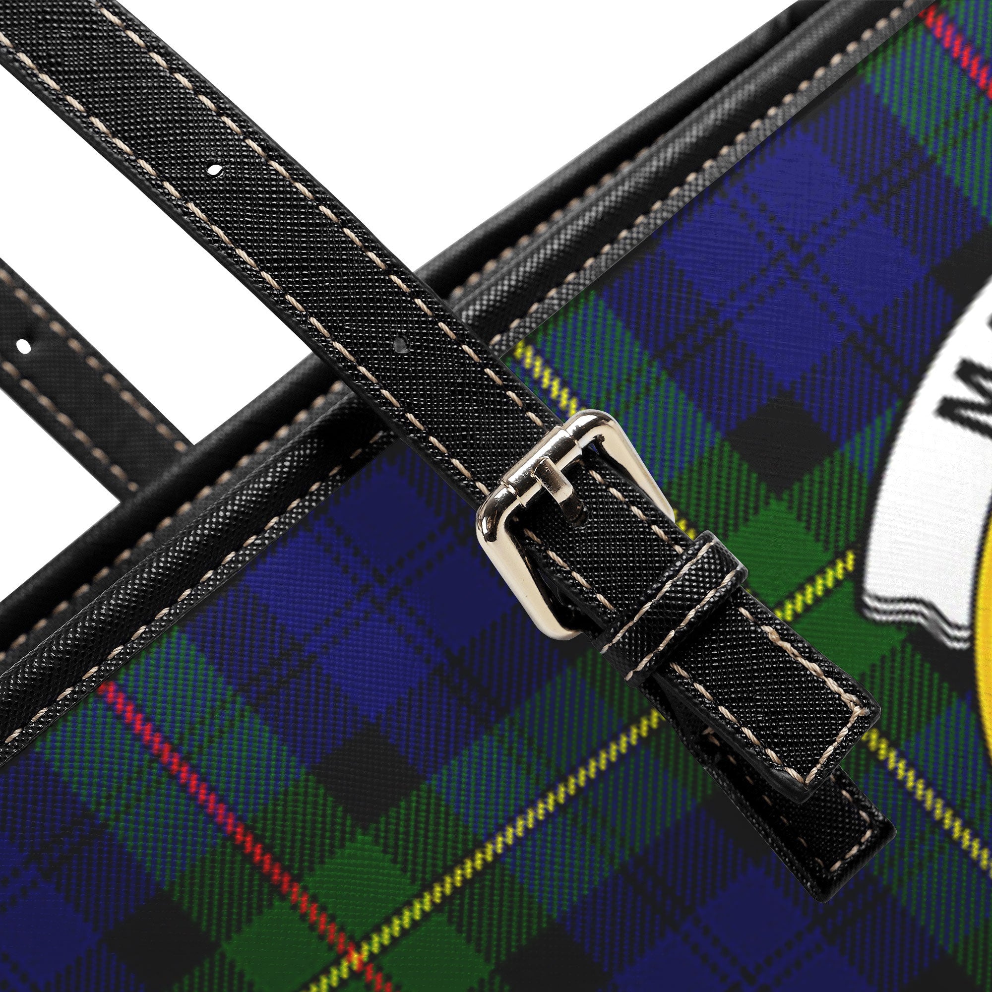 MacEwan Modern Tartan Crest Leather Tote Bag