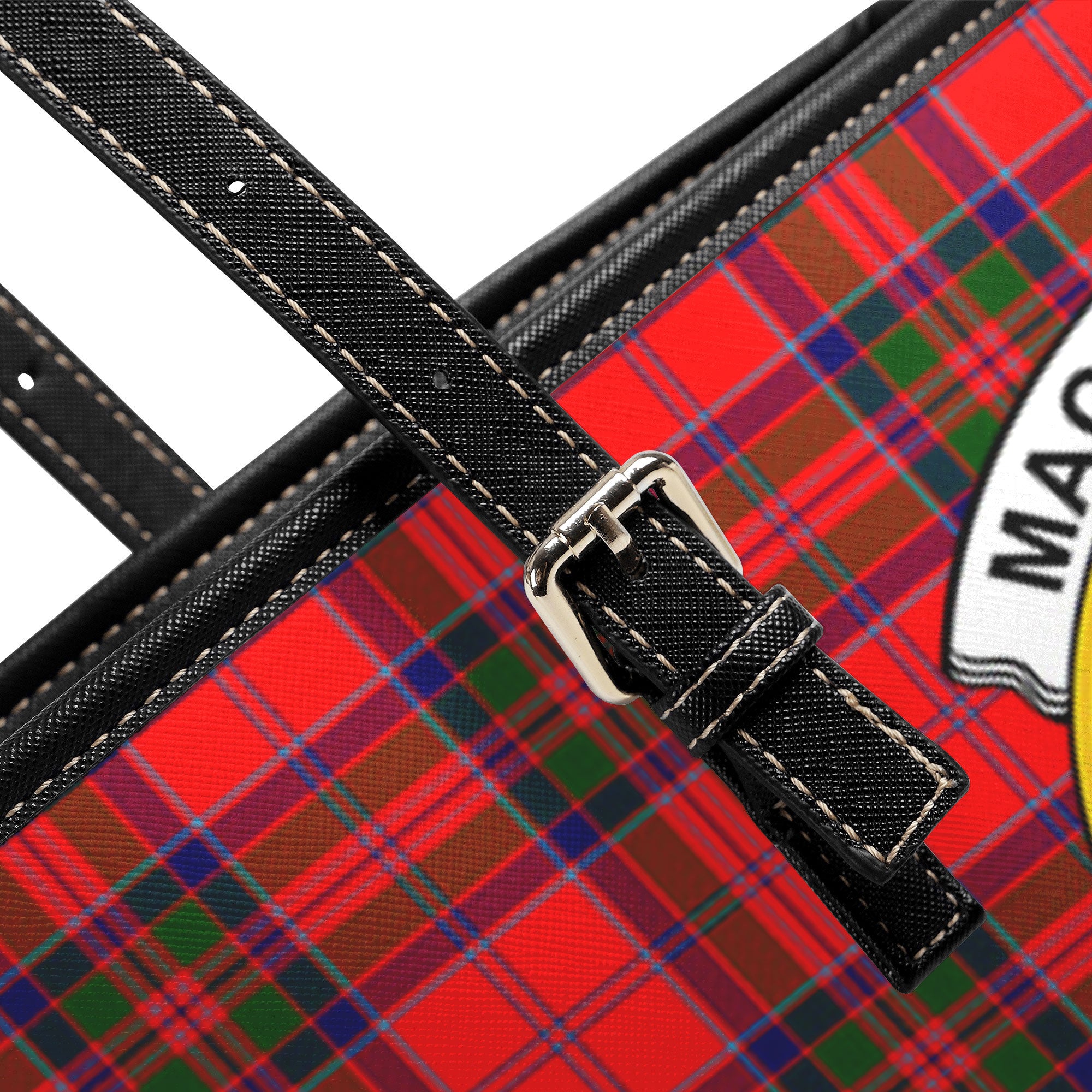 MacGillivray Modern Tartan Crest Leather Tote Bag