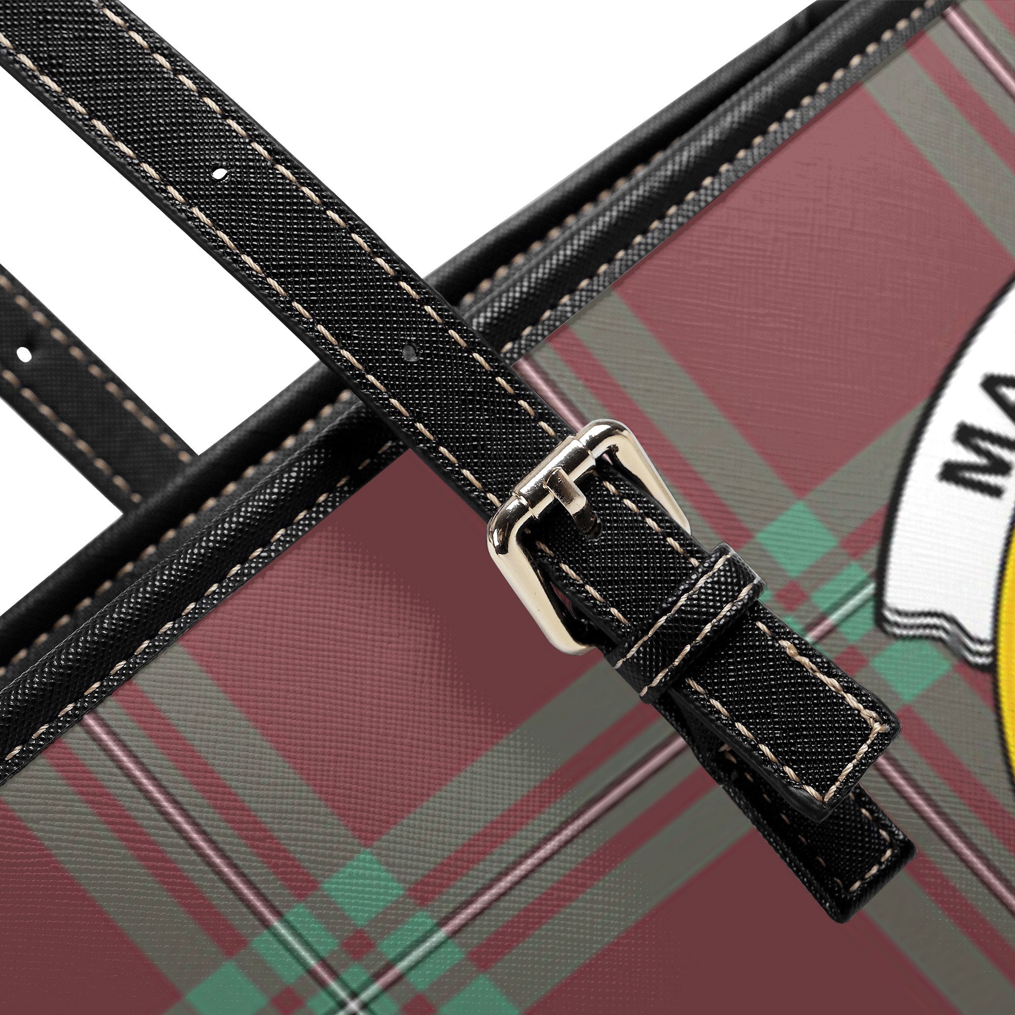 MacGregor Hunting Ancient Tartan Crest Leather Tote Bag