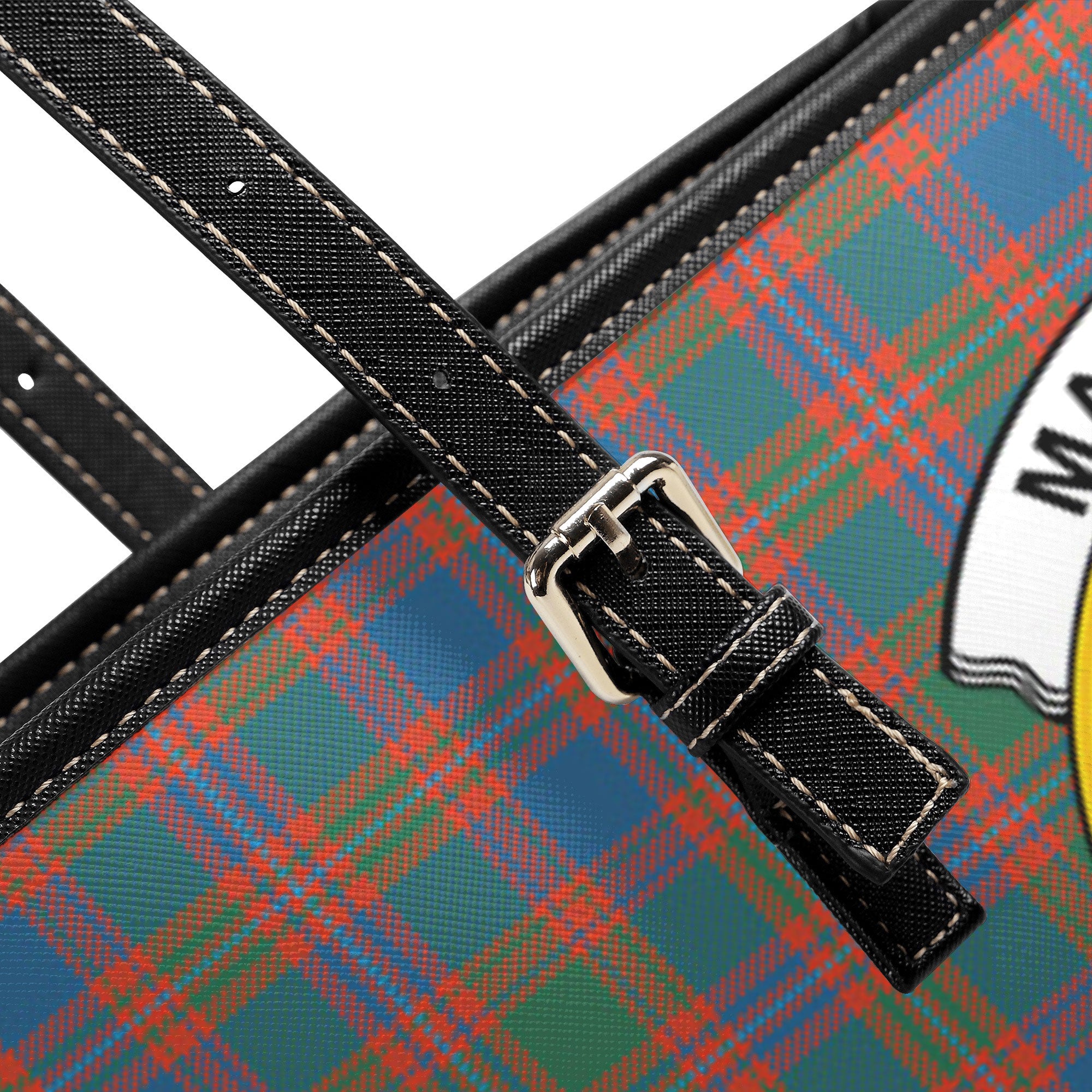 MacIntyre Ancient Tartan Crest Leather Tote Bag