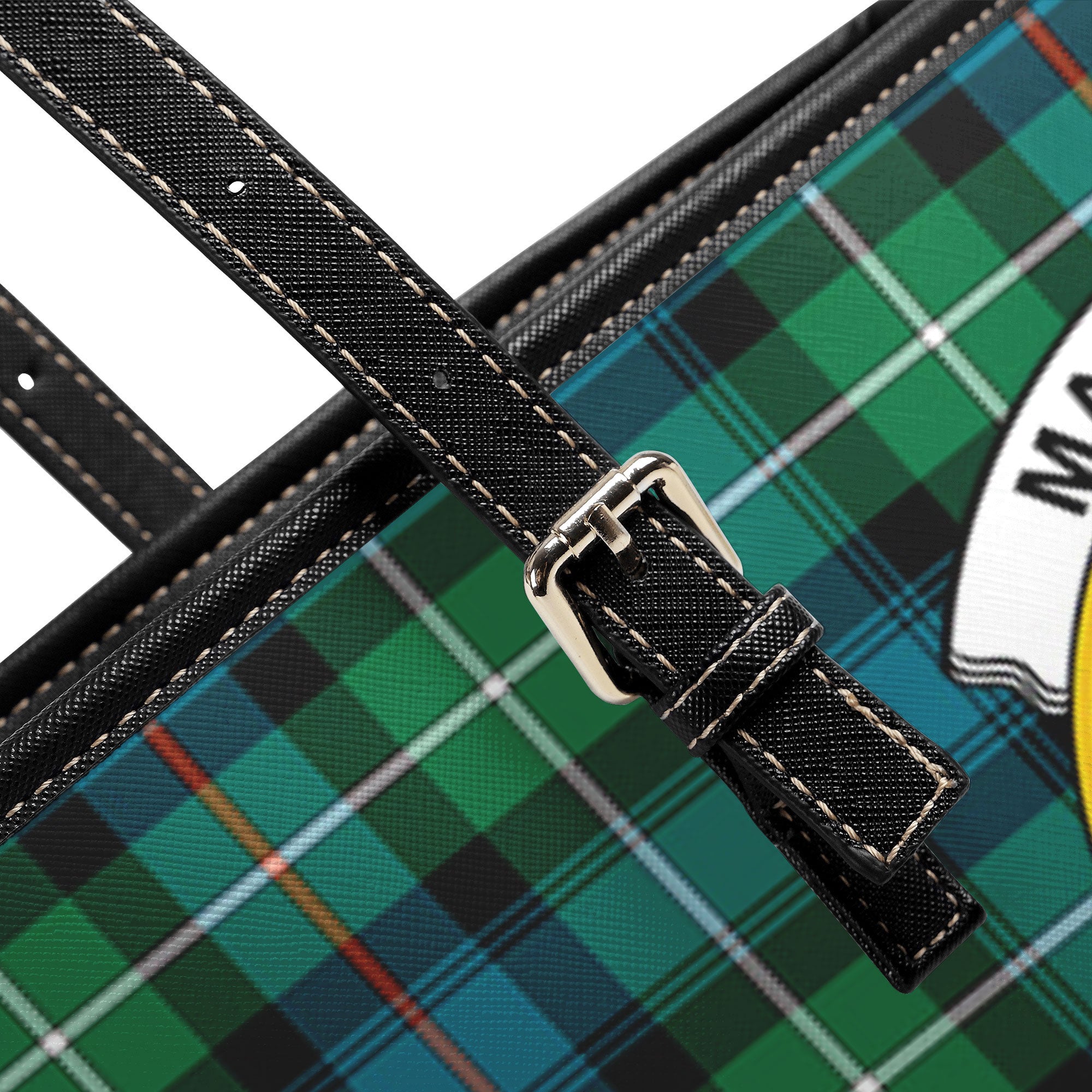 MacKenzie Ancient Tartan Crest Leather Tote Bag