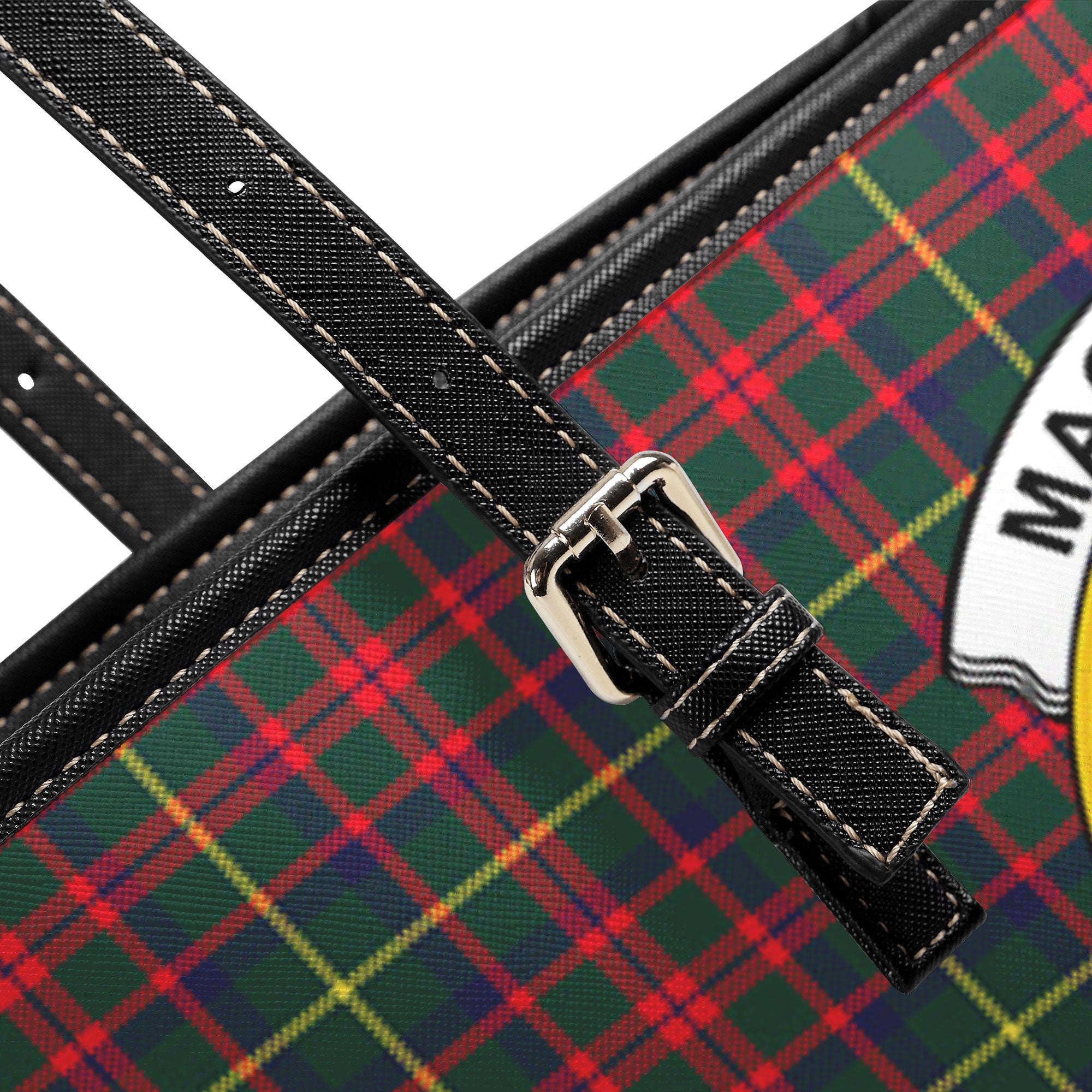 MacKintosh Hunting Modern Tartan Crest Leather Tote Bag