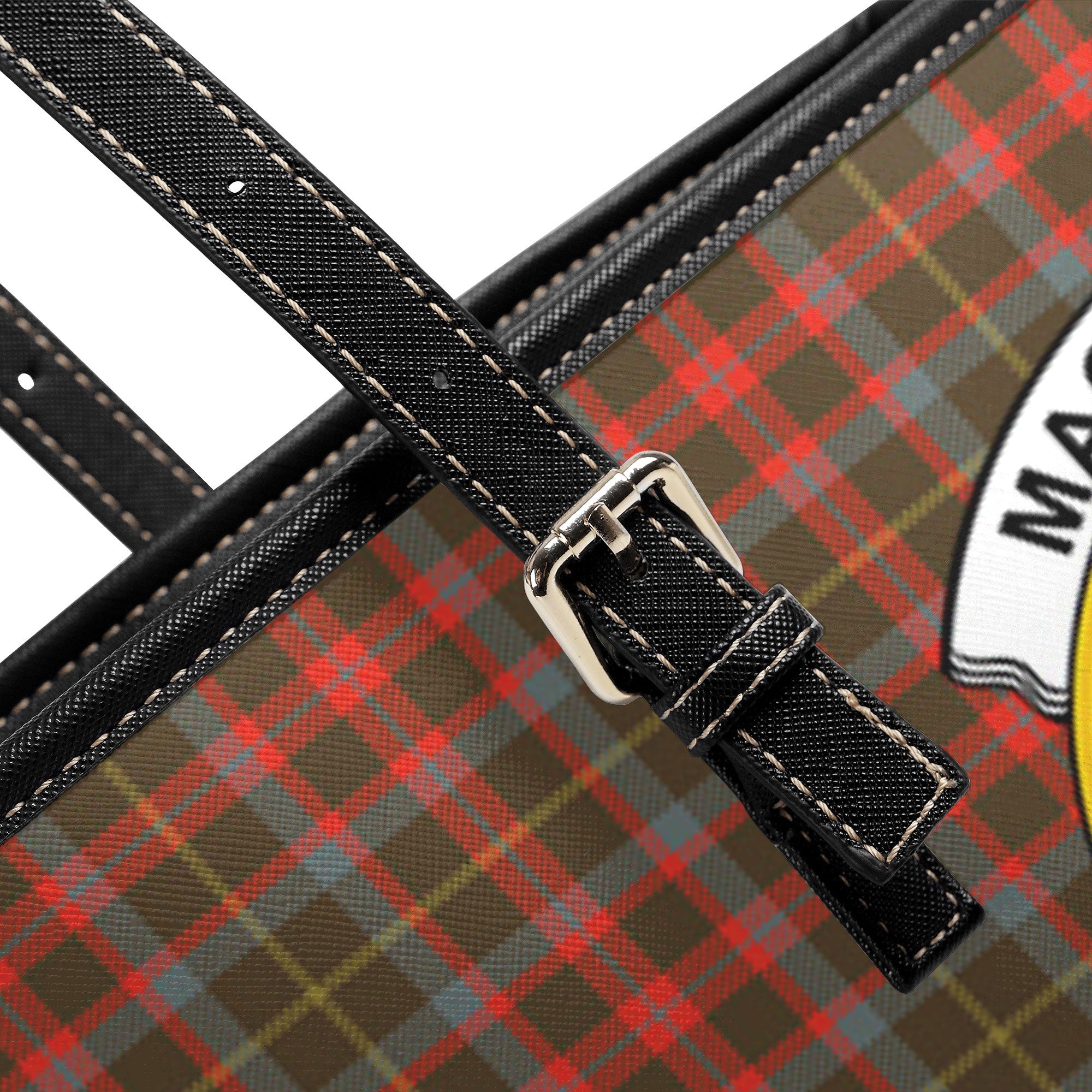 MacKintosh Hunting Weathered Tartan Crest Leather Tote Bag