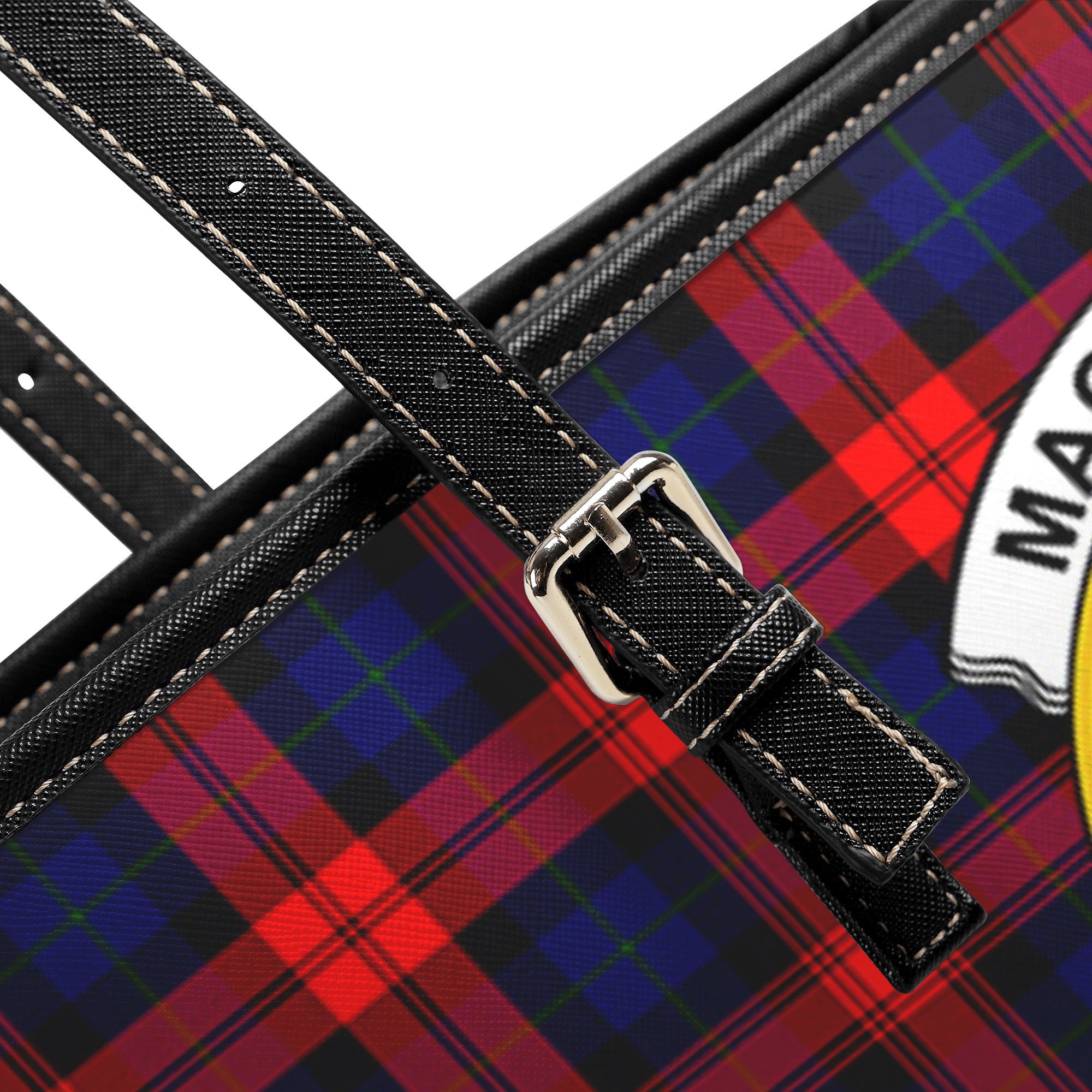 MacLachlan Modern Tartan Crest Leather Tote Bag