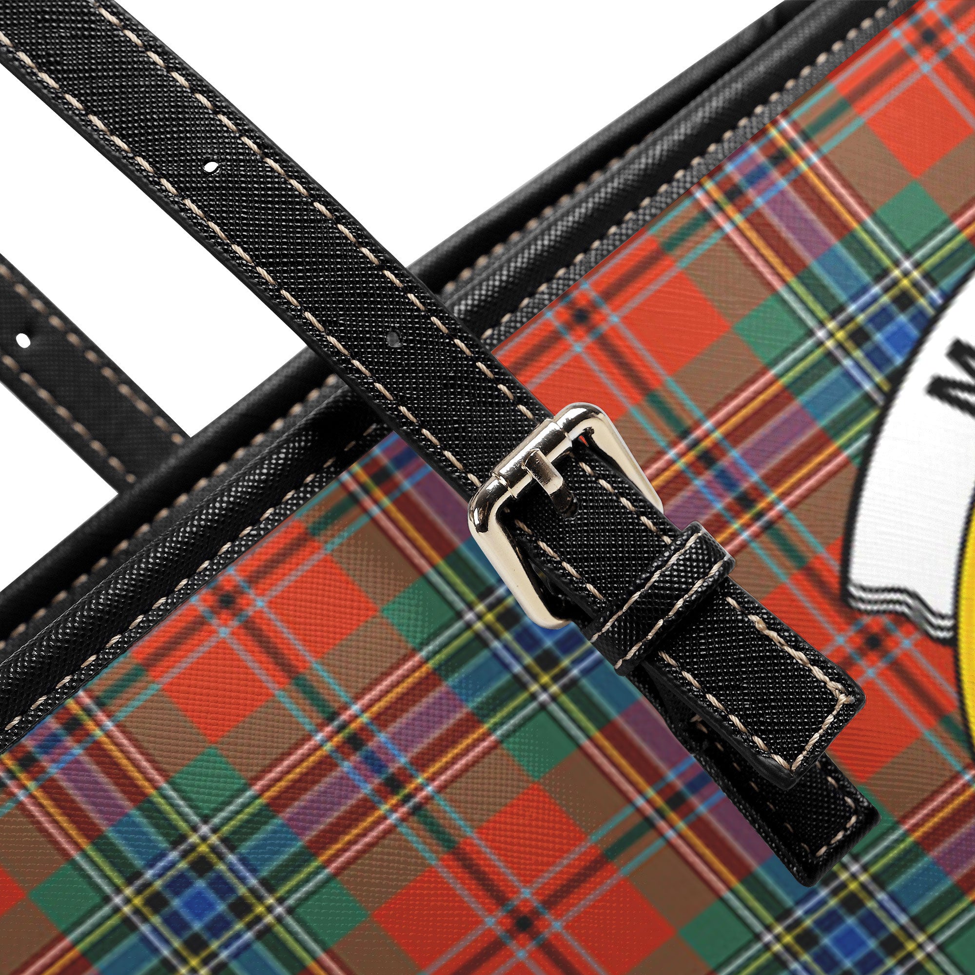 MacLean of Duart Ancient Tartan Crest Leather Tote Bag