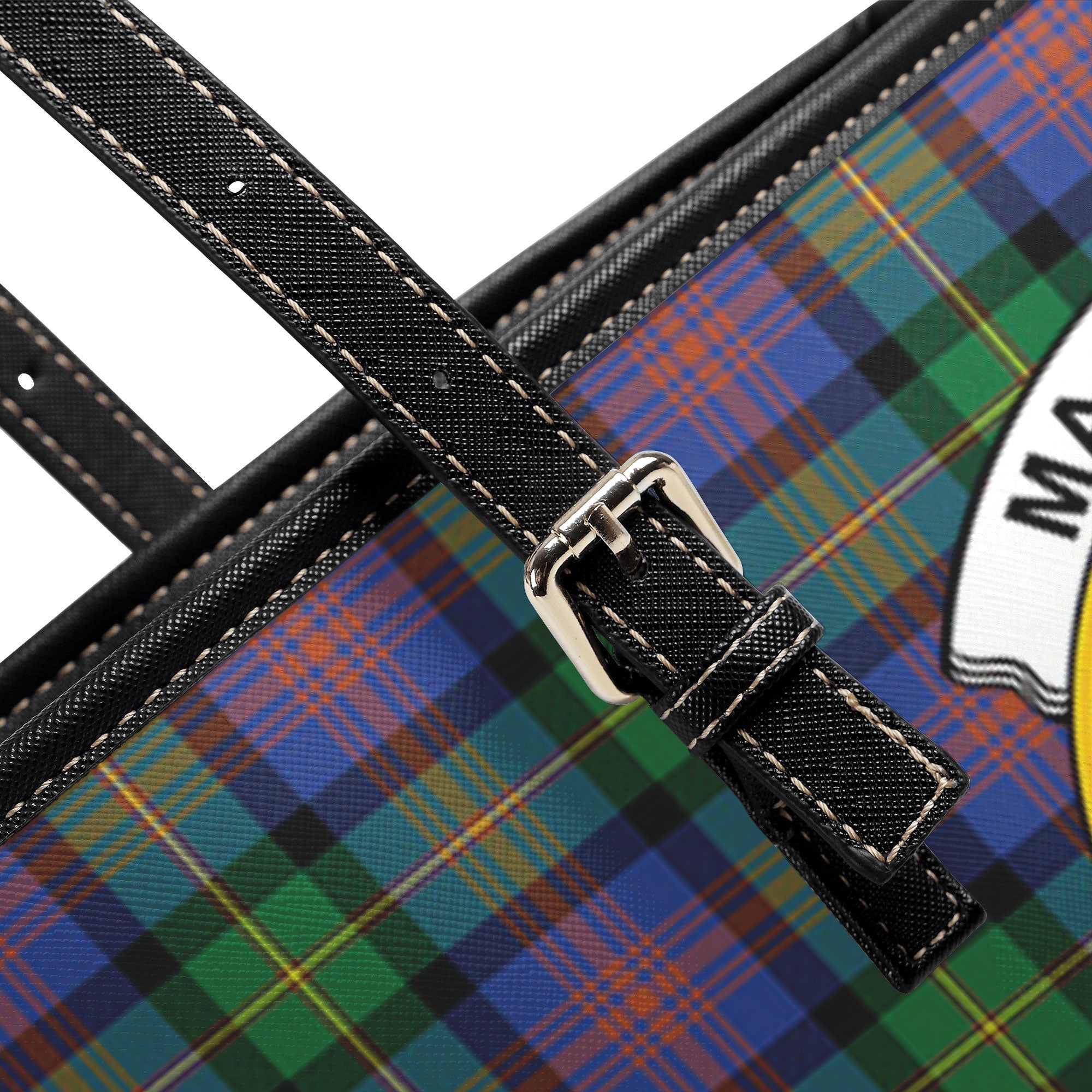 MacLennan Ancient Tartan Crest Leather Tote Bag