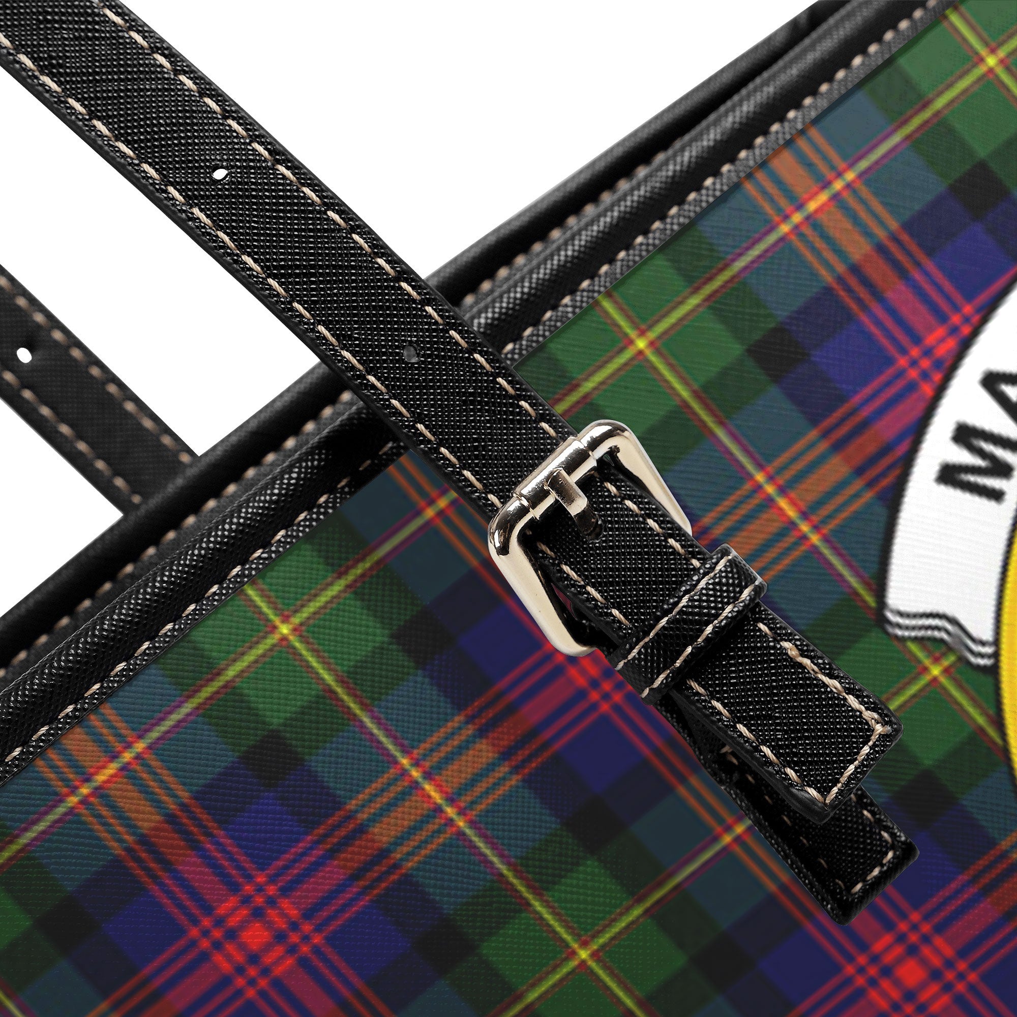 MacLennan Modern Tartan Crest Leather Tote Bag