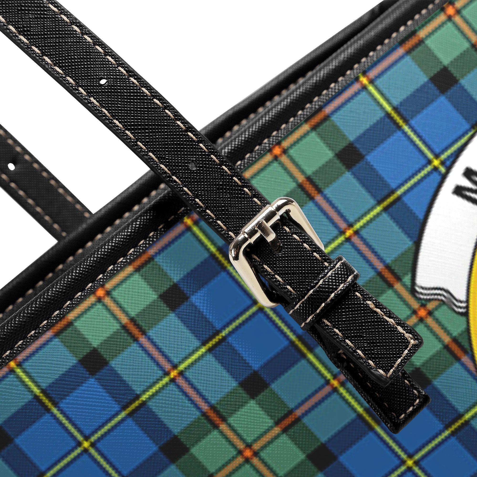 MacLeod of Harris Ancient Tartan Crest Leather Tote Bag