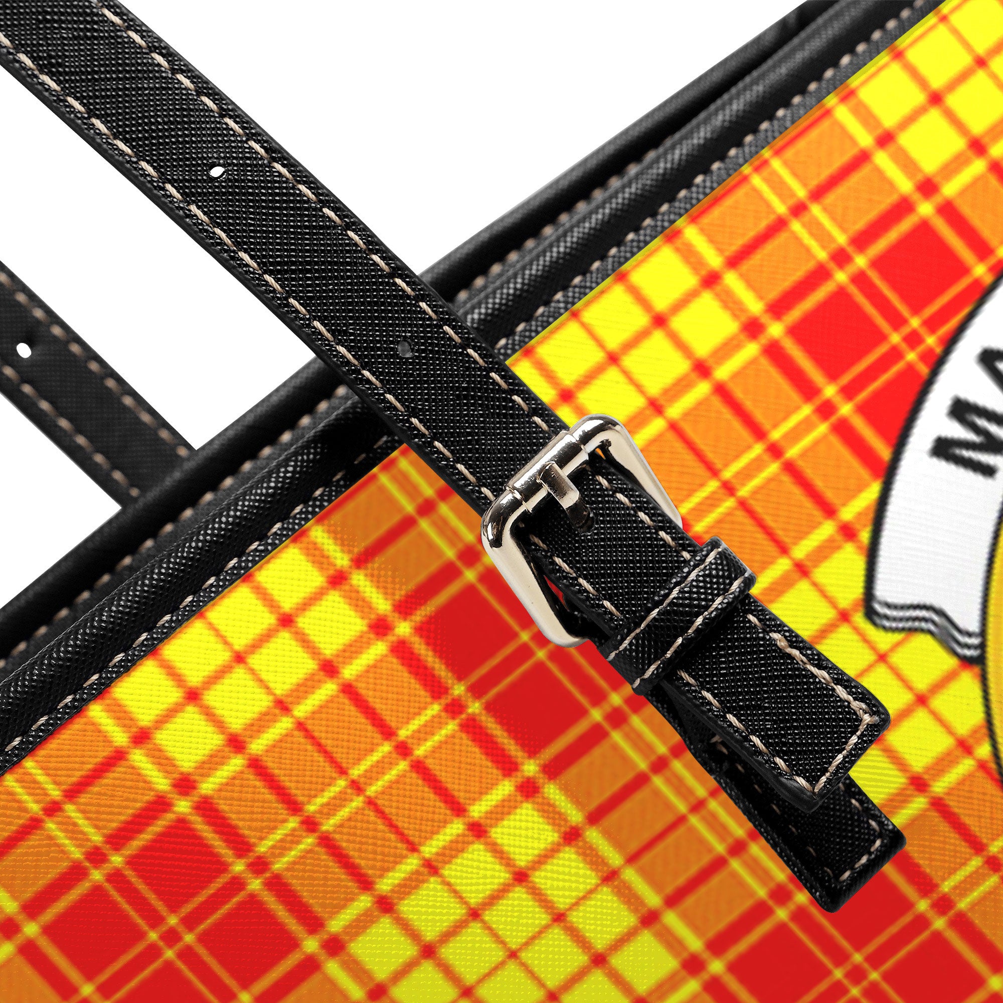 MacMillan Clan Tartan Crest Leather Tote Bag