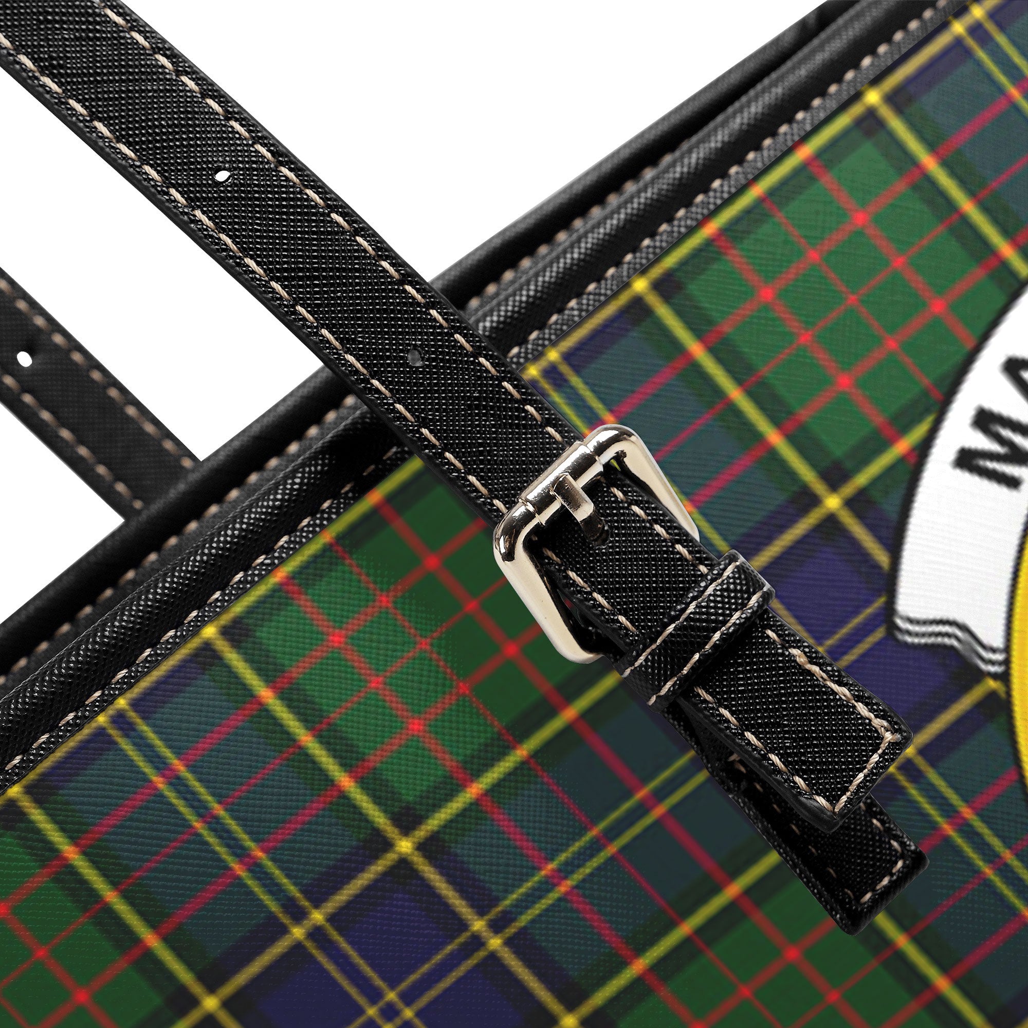 MacMillan Hunting Modern Tartan Crest Leather Tote Bag