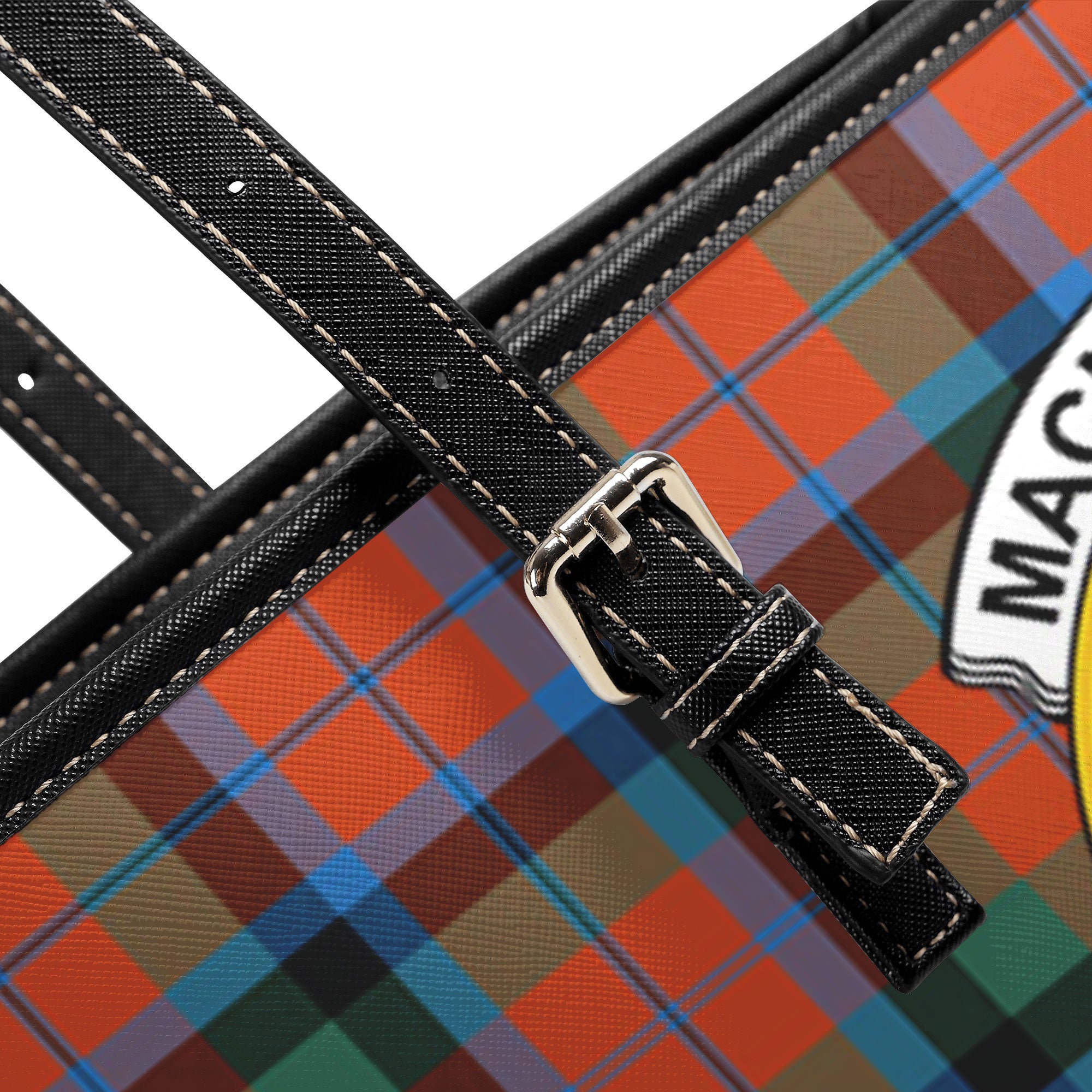 MacNaughton Ancient Tartan Crest Leather Tote Bag